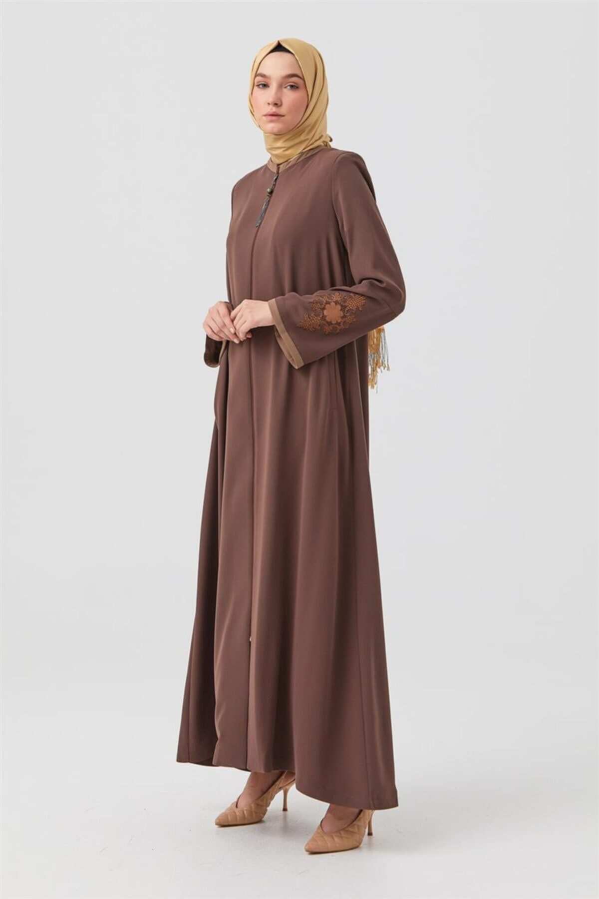 Doque Geniş Kollu Kahve Pardesü