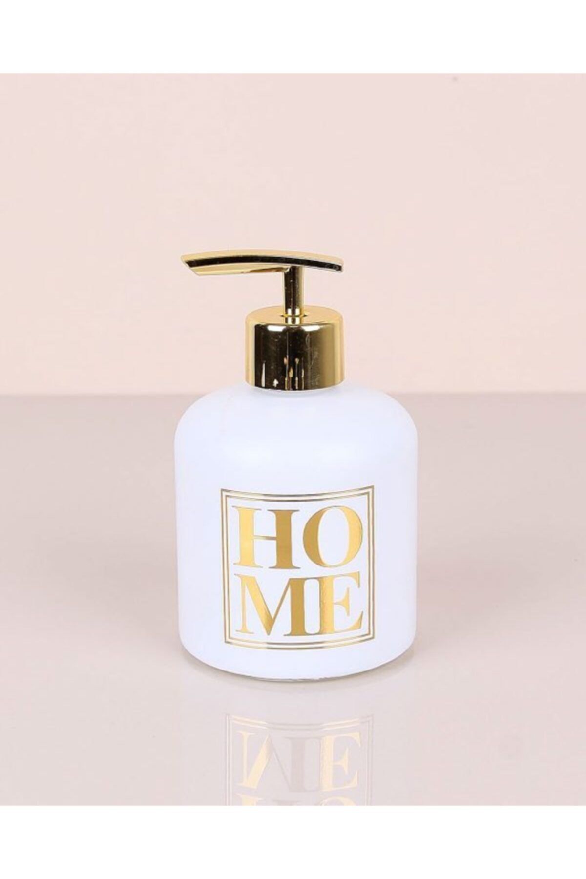 HOMETRENDY Cam Sıvı Sabunluk Sıvı Deterjan 500ml Gold Kapak Sabunluk