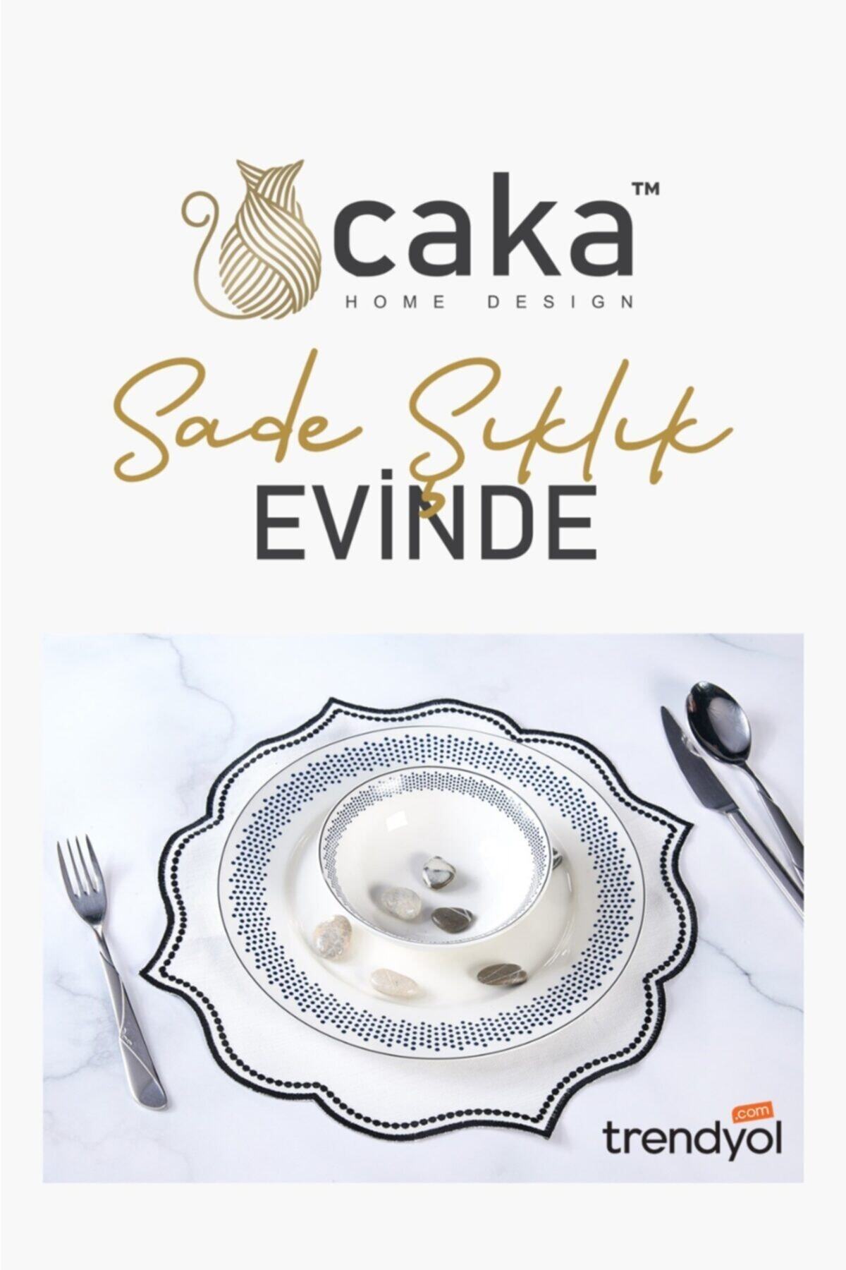 Caka home 2'li Supla Nakışlı Oymalı Keten Efektli Siyah Renkli (ÖZEL SERİ)