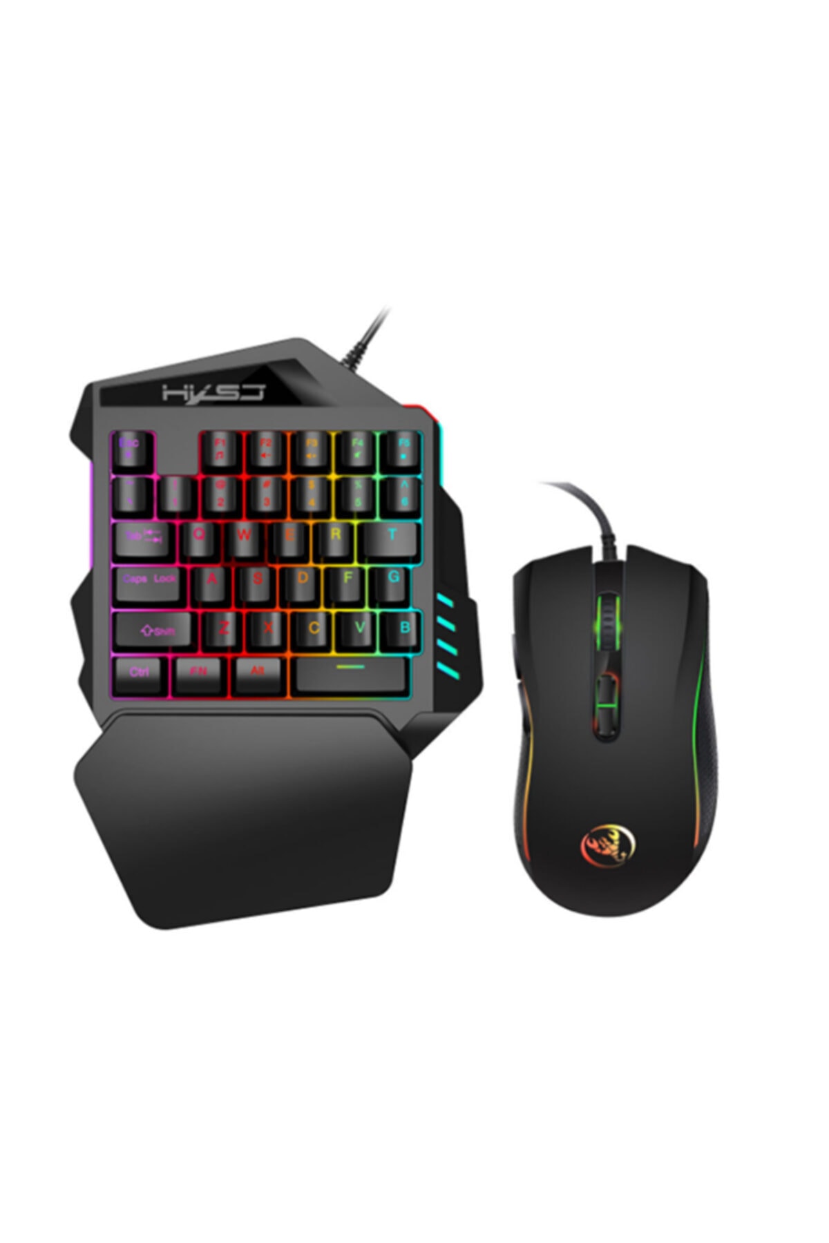 HXSJ V100+ A869 Gaming 7200 Dpı 7 Rgb Işıklı Oyuncu Klavye+oyuncu Mouse-siyah