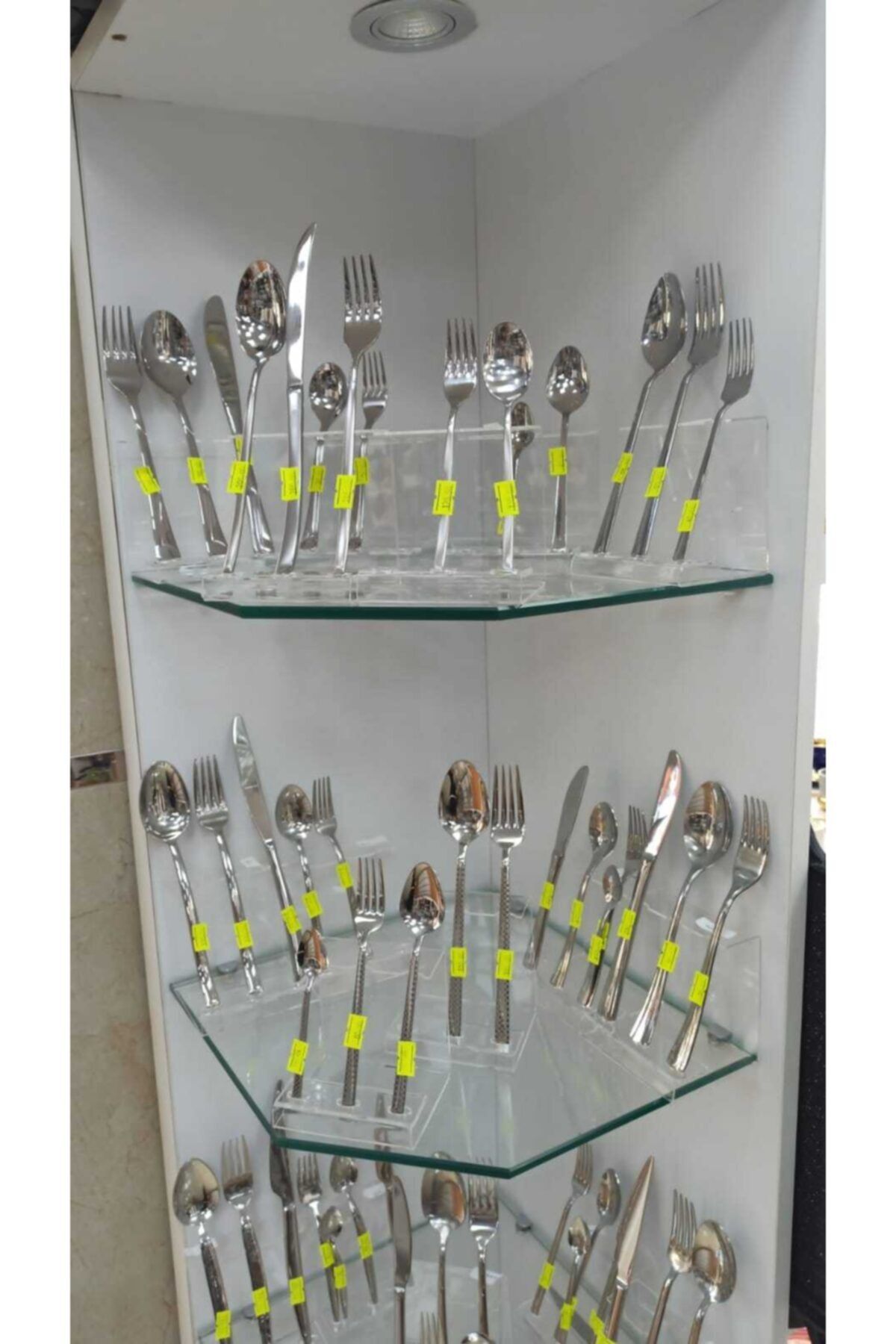 Şan Etiketlik Fiyatlık Üçlü Catal Bıçak Pleksi Stand 10 Adet