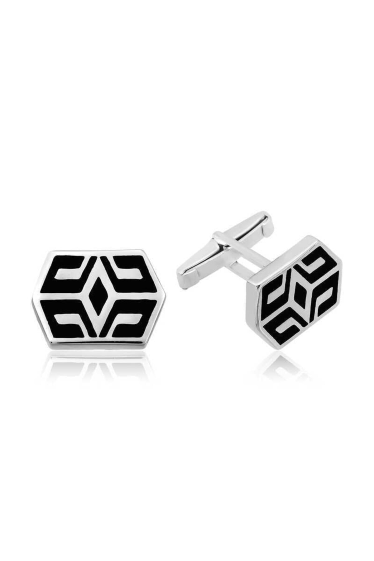 SilverXJewellery Gümüş Desenli Kol Düğmesi