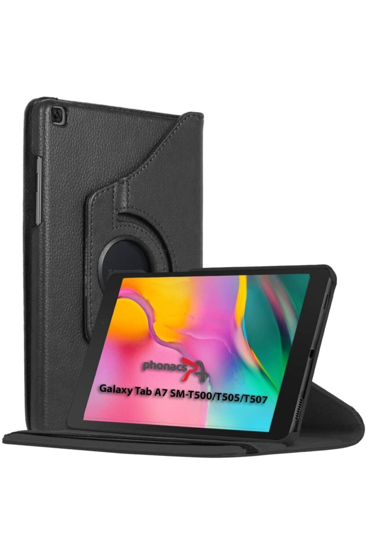 PHONACS Samsung Galaxy Tab A7 T500 T505 T507 Kılıf 360 Standlı Dönebilen Tablet Kılıfı Siyah