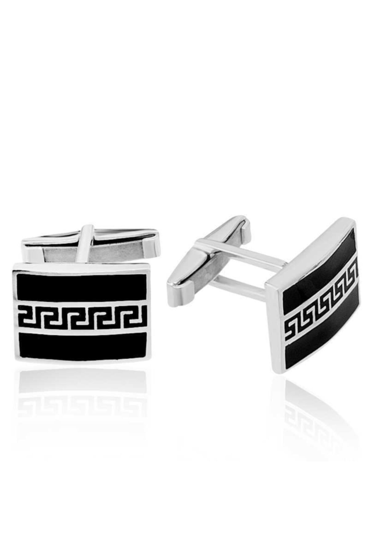 SilverXJewellery Gümüş Dikdörtgen Kol Düğmesi