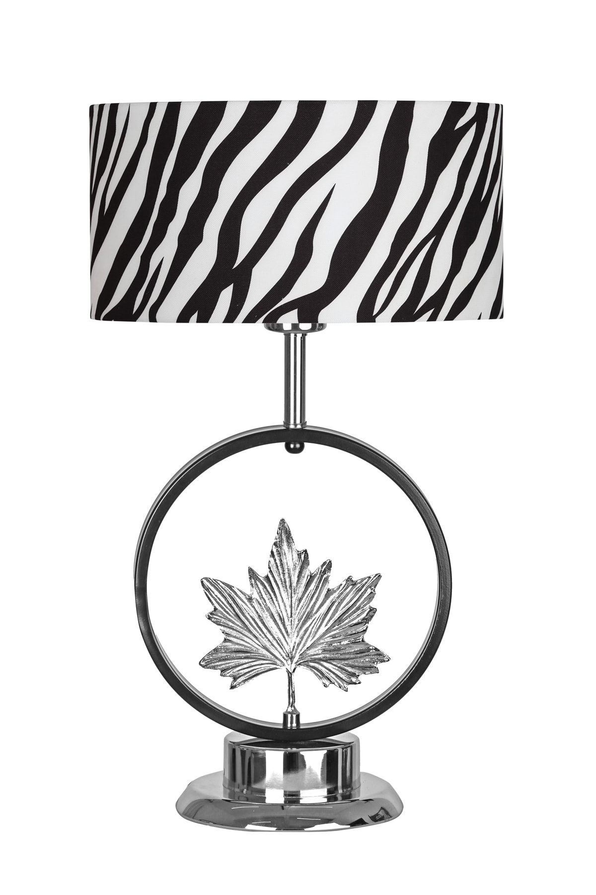 Vinner Krom Kaplama Yaprak Figürlü Özerl Tasarım Modern Metal Abajur Zebra Desenli