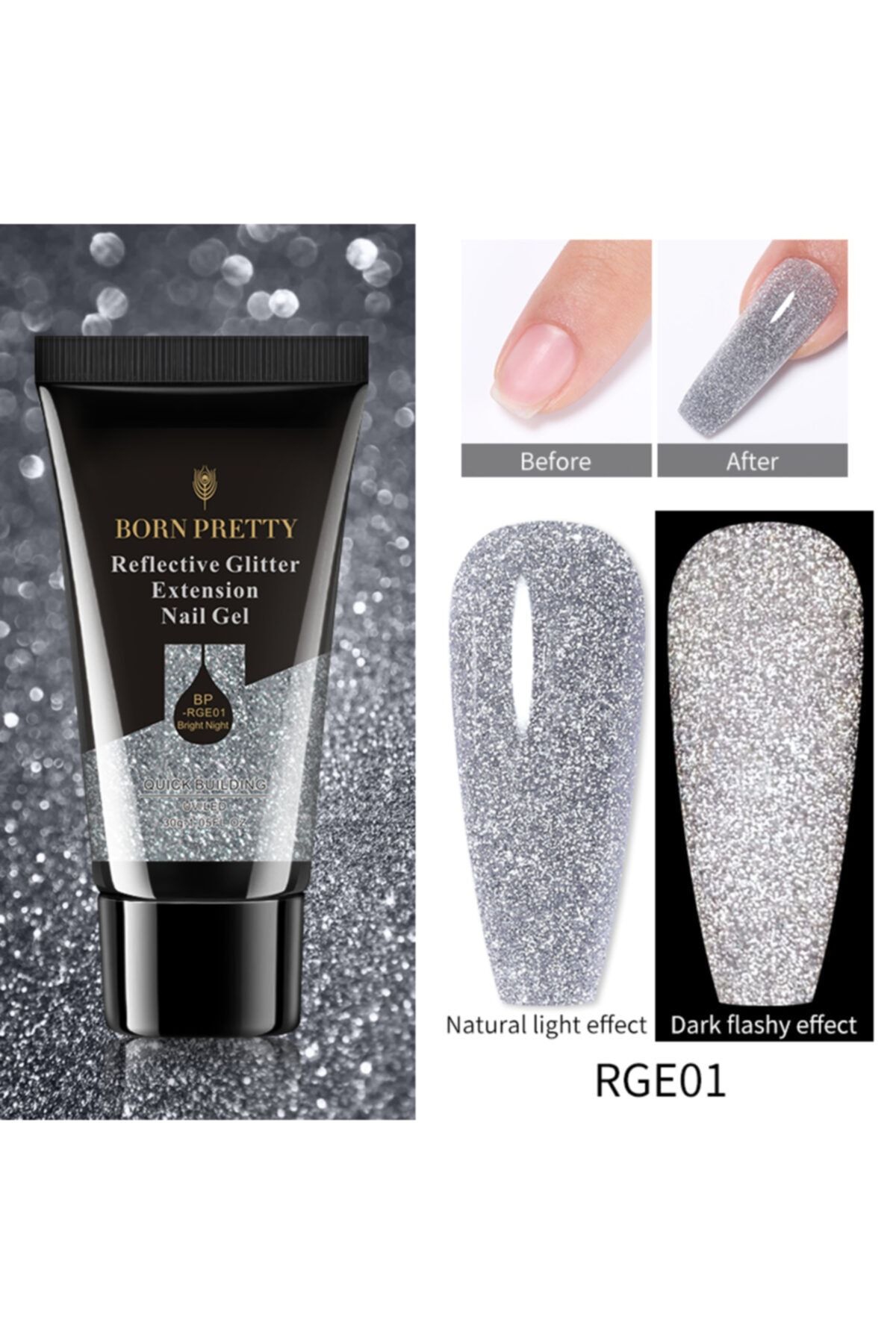 BORN Pretty Reflektörlü(reflectıve) Poly Gel 01