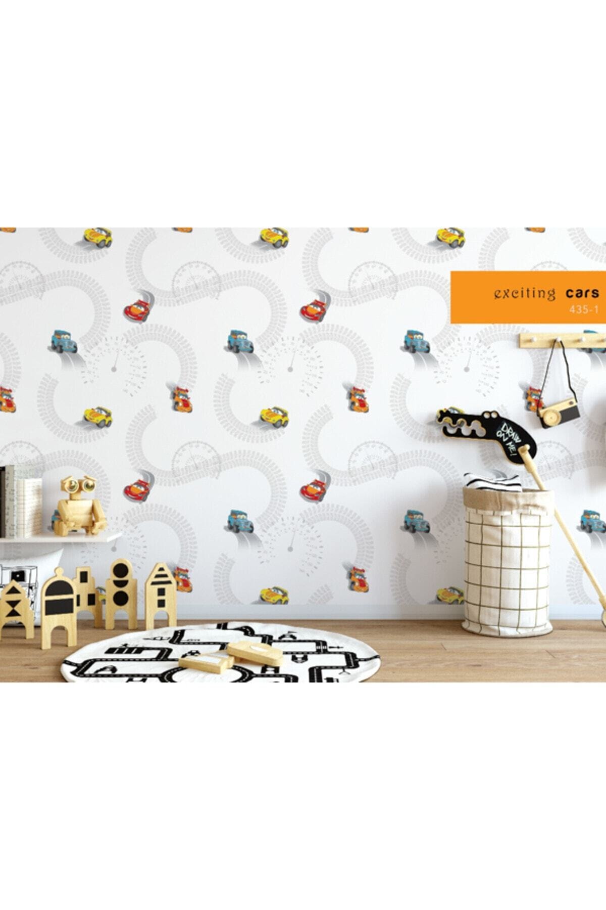 Milky Baby Çılgın Araba Desenli Çocuk Duvar Kağıdı (5 M²) 435-1