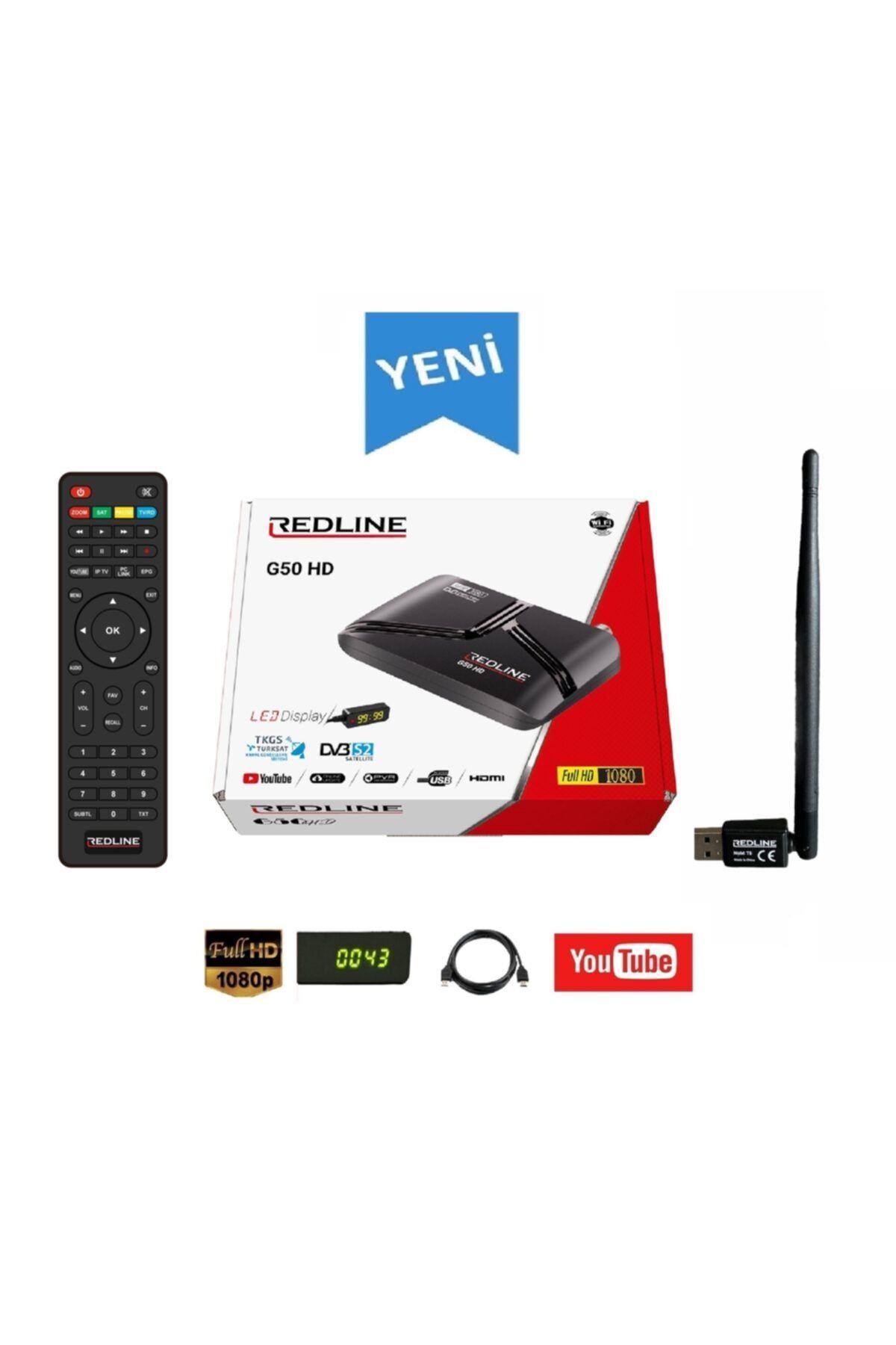 Tekno61 G50 Full Hd Çanaklı - Çanaksız Uydu Alıcısı + Wifi Anteni + Youtube + Freetv