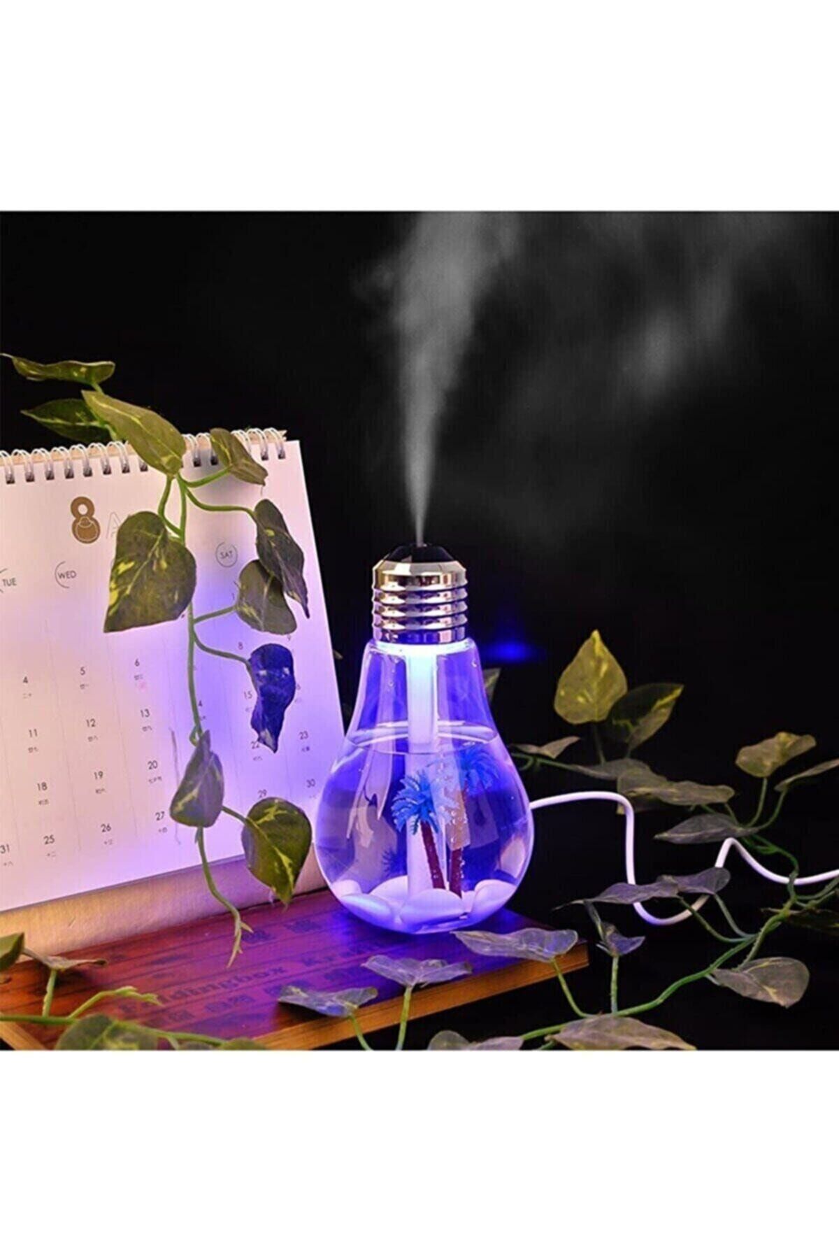 TEKNO DÜNYAM Lavanta Yağı Hediyeli Ampul Oda ve Hava Nemlendirici Su Buhar Makinesi 7 Led Işıklı Gece Lambası