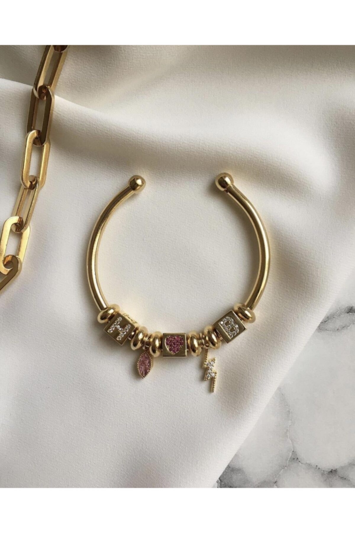 AYYA ATELIER Kadın Gold Charm Uçlu Çift Bileklik