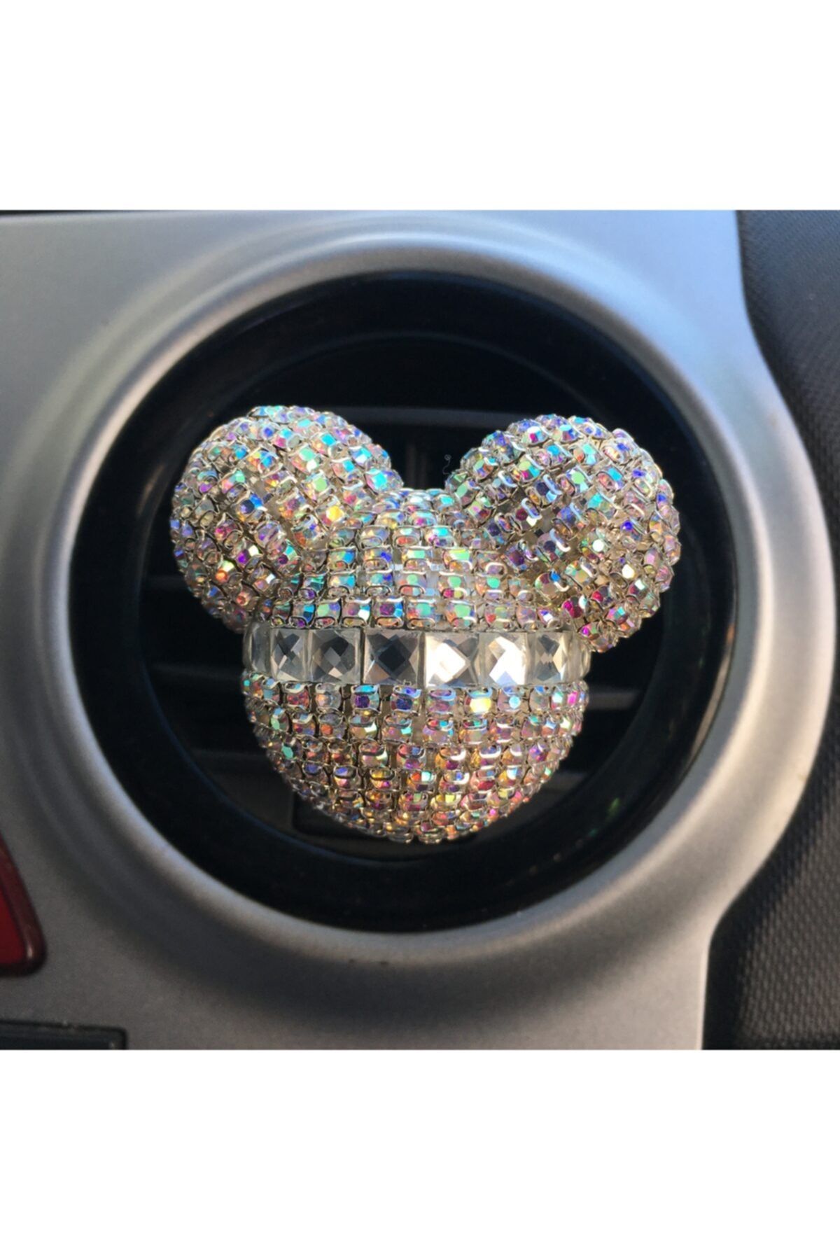 Blingston Kristal Taşlı Panda Havalandırma Klips Oto Kokusu Gökkuşağı