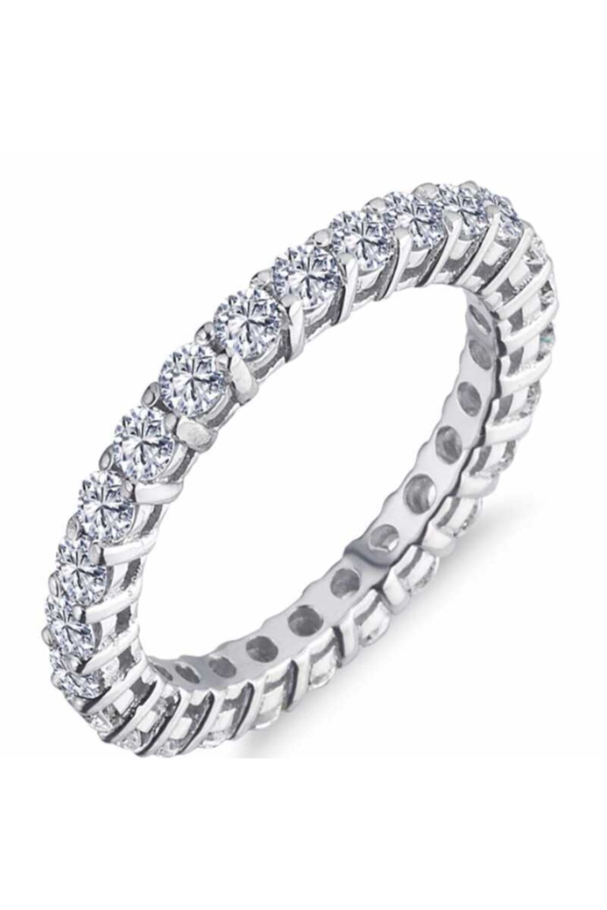 SilverXJewellery Gümüş Pırlanta Model Tam Tur Yüzük