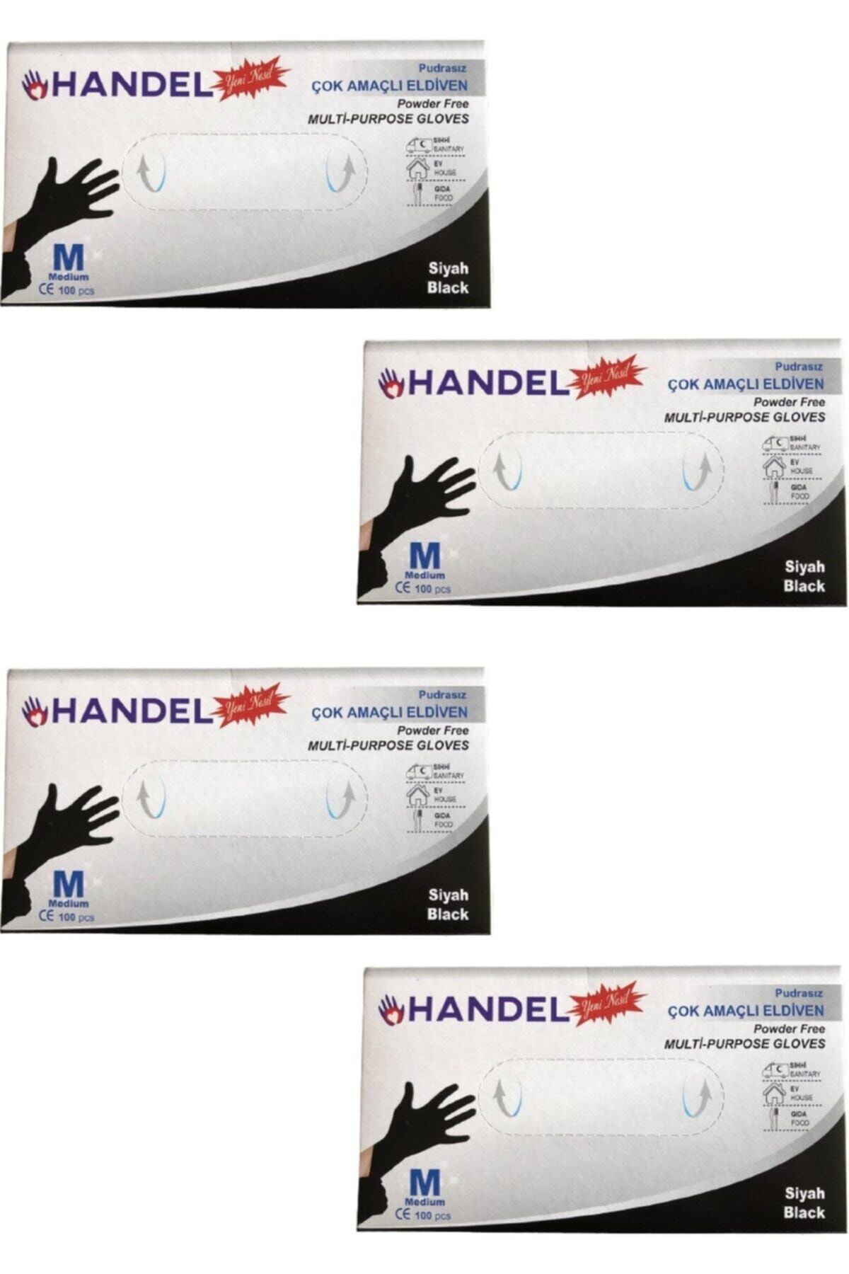 HANDEL 4 Kutu Pudrasız Siyah ''m'' Benden Çok Amaçlı Poşet Eldiven