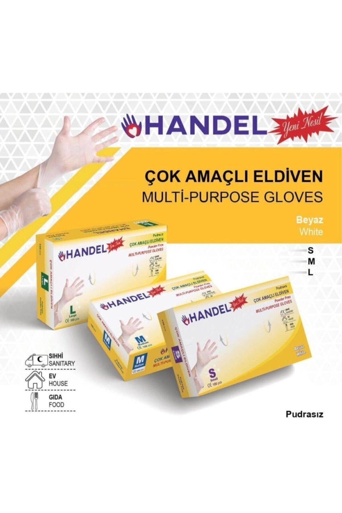 HANDEL Pudrasız M Beden Çok Amaçlı Poşet Eldiven Beyaz 100 Adet