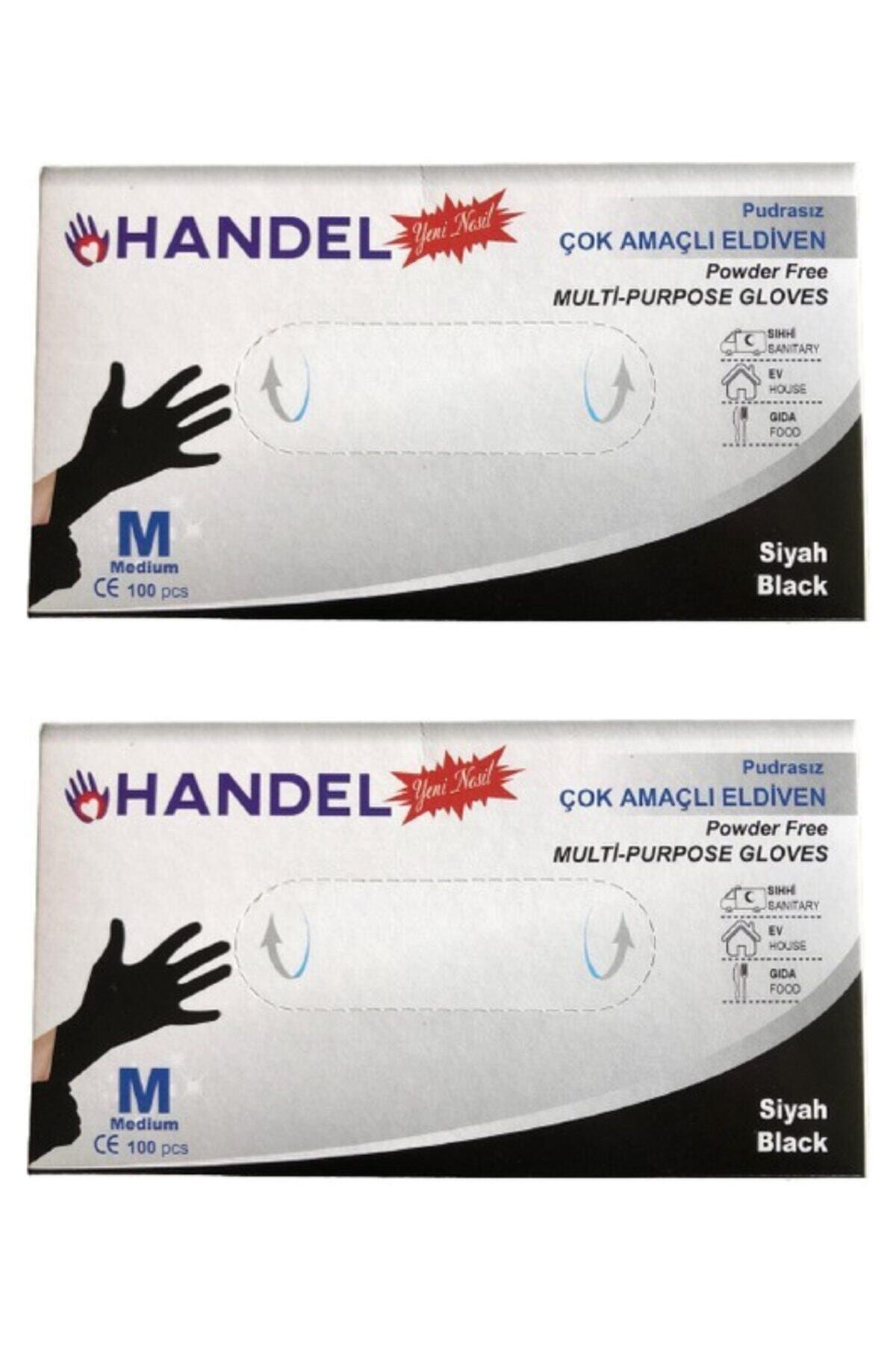 HANDEL 2 Kutu Pudrasız Siyah ''m'' Benden Çok Amaçlı Poşet Eldiven