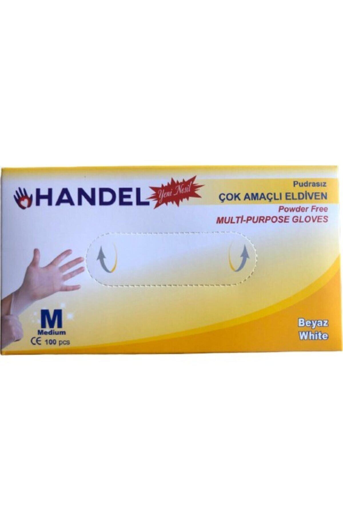 HANDEL Beyaz Pudrasız Çok Amaçlı Poşet Eldiven M Beden 20 Kutu