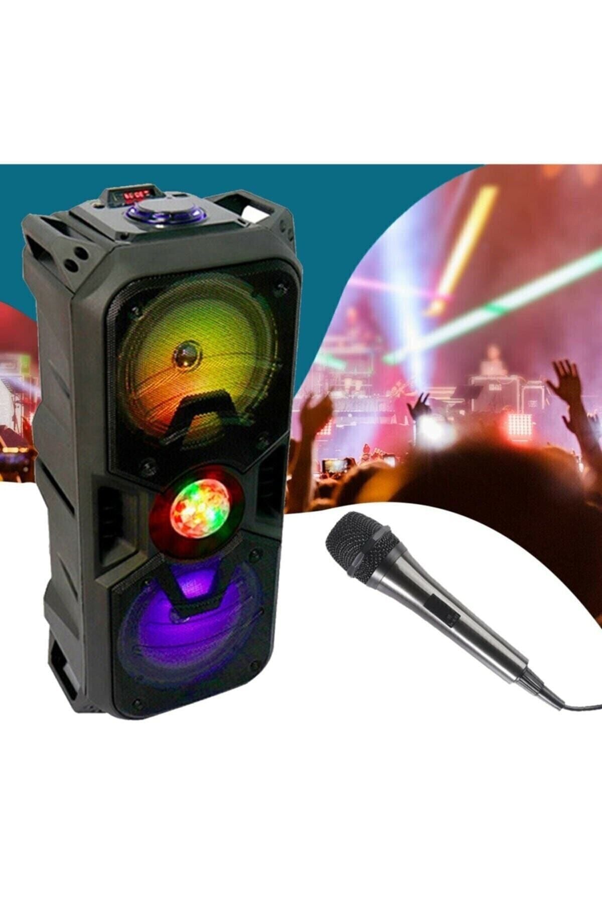 SMARTBLUE Taşınabilir Bluetooth Hoparlör, Disko Işıklı Karaoke Ses Sistemi, Mikrofon, Kumanda