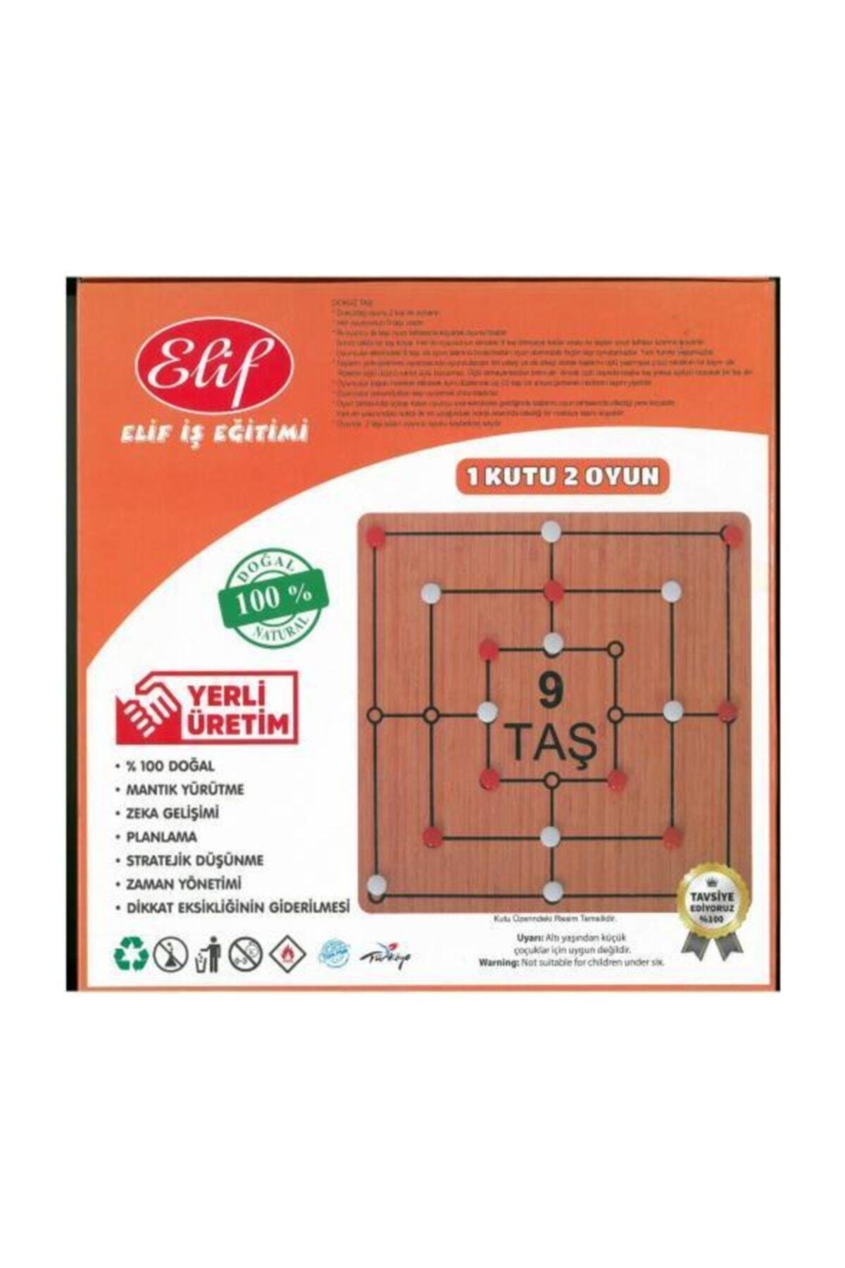Elif İş Eğitimi Ahşap 9 Taş 3 Taş Zeka Akıl Mantık Strateji Oyunları 1 Kutu 2oyun