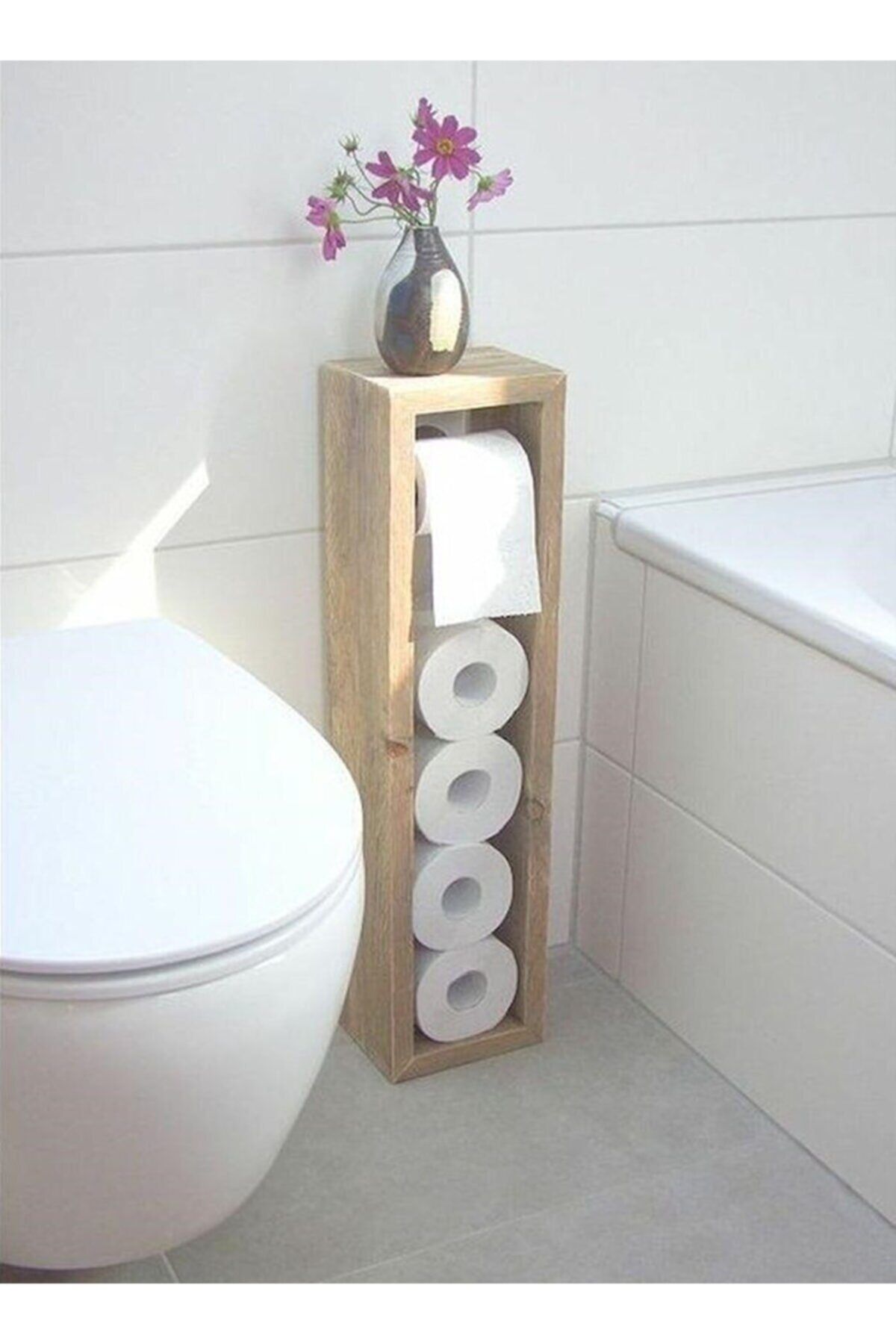 Charm Wood Ahşap Malzemeli Depolamalı Tuvalet Kağıdı Standı