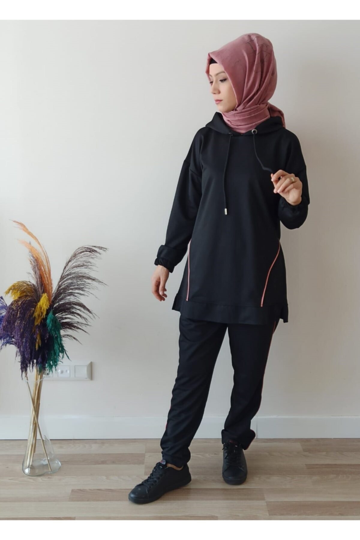 bebemar kids Kadın Tesettür Siyah Eşofman Takımı