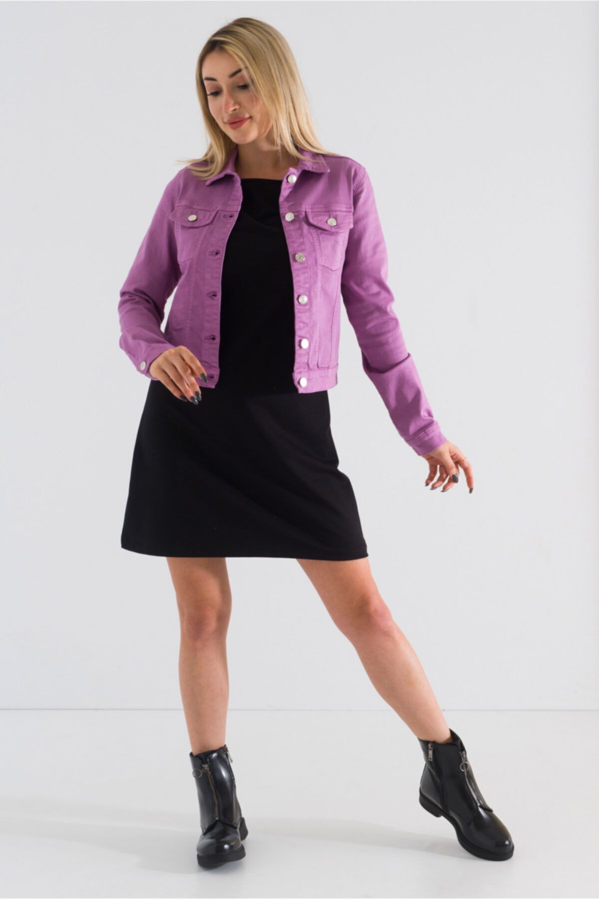 Lilac denim skirt and jacket new arrivals