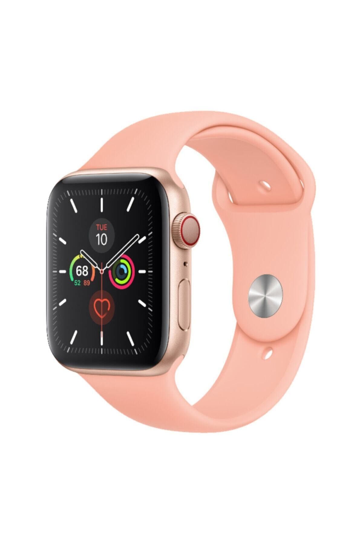 Cimricik Apple Watch Kordon 2 3 4 5 6 Se Seri Uyumlu 42 Mm Ve 44 Mm Silikon Kordon Kayış - Pudra Pembe