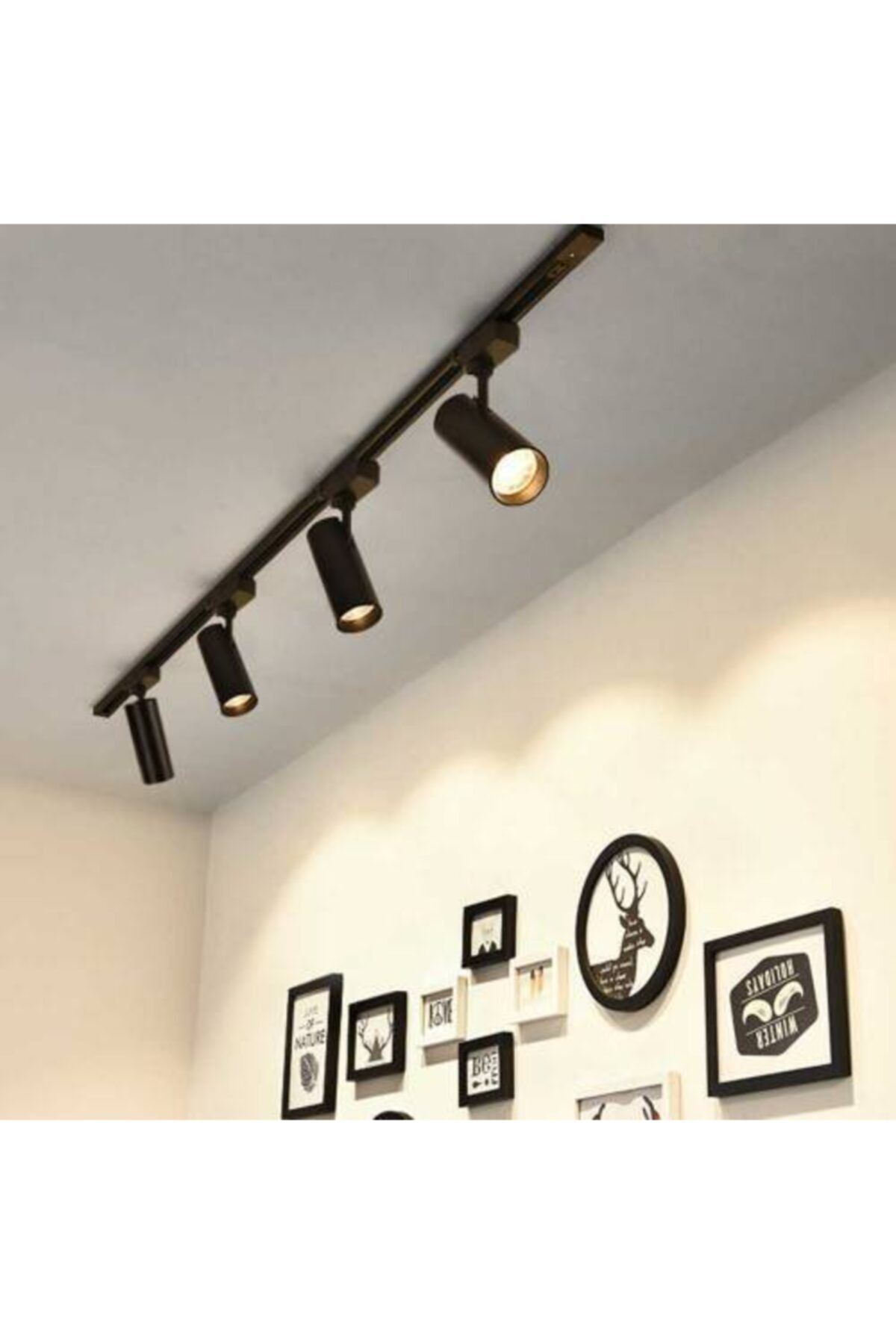 GARRA Siyah Kasa Ve Günışığı 4 Adet 360 Derece Dönen Led Ray Spot Lamba 1 Metre Raylı Armatür