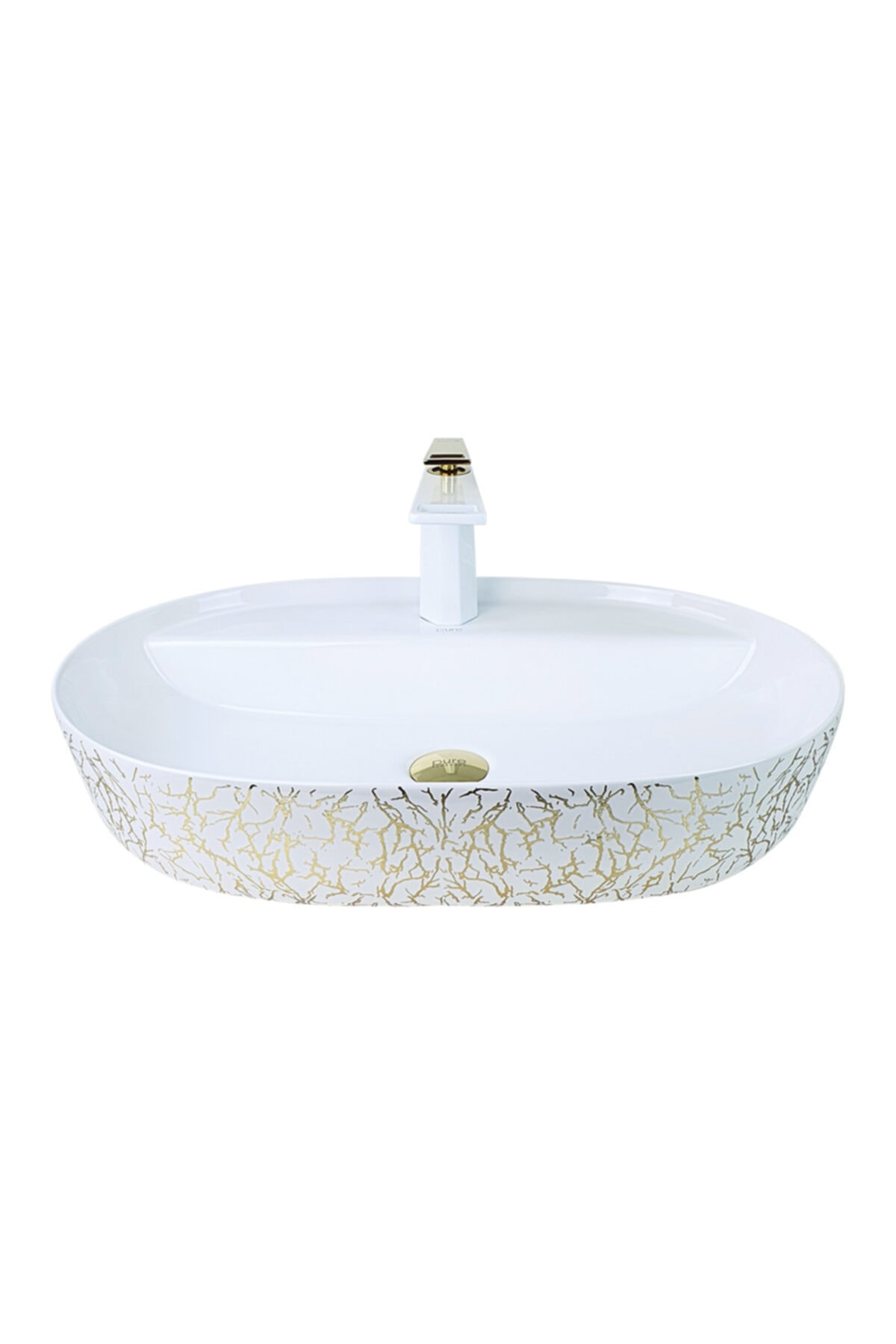 Pure Concept Marble Beyaz Altın Tezgah Üstü Çanak Lavabo