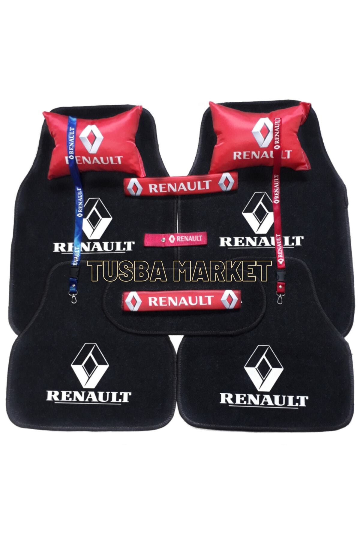 TUSBA MARKET Renault Logolu 5 Parça Oto Halı Paspas + Konfor Seti