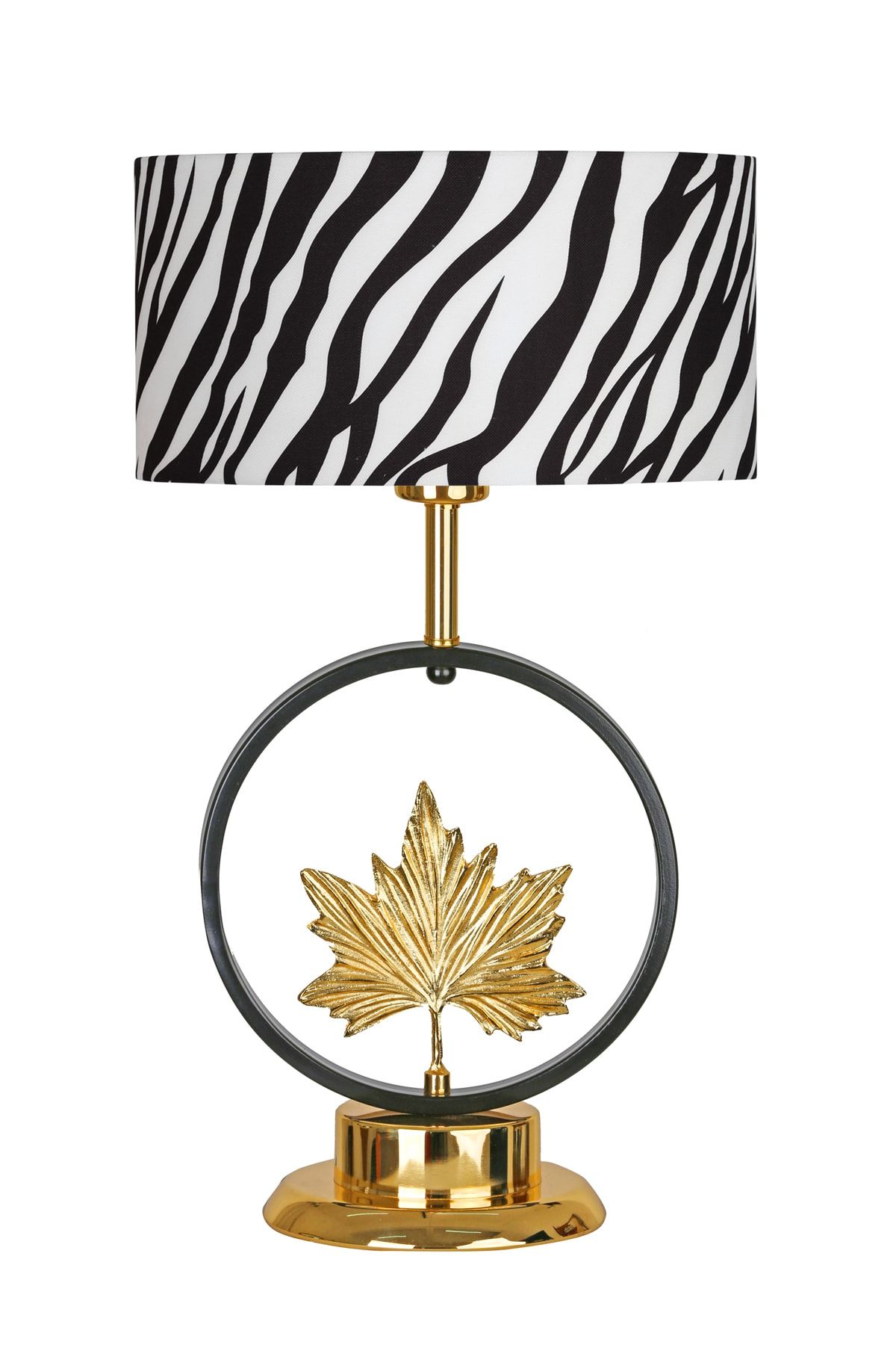 Vinner Gold Kaplama Yaprak Figürlü Özerl Tasarım Modern Metal Abajur - Zebra Desenli