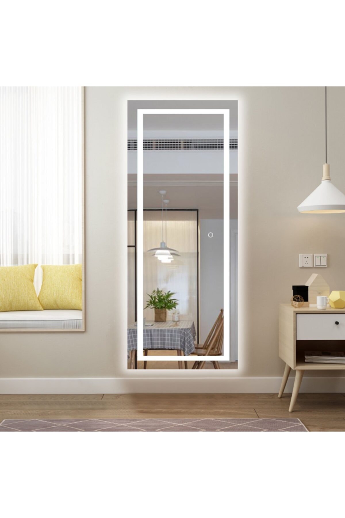 Aypars Atlye Boy Aynası,banyo,lavabo Aynası 60x150 Cm Dokunmatik Beyaz Ledli 4 Mm Flotal Ayna