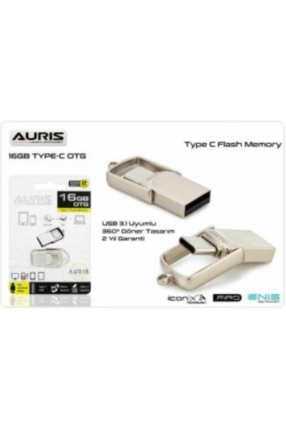 Auris 16gb Usb 3.0 Type-c Otg Flash Bellek
