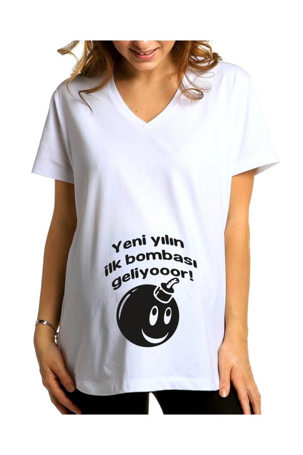 venüsdijital Yeni Yılın Ilk Bombası Geliyor Baskılı Hamile Tişörtü