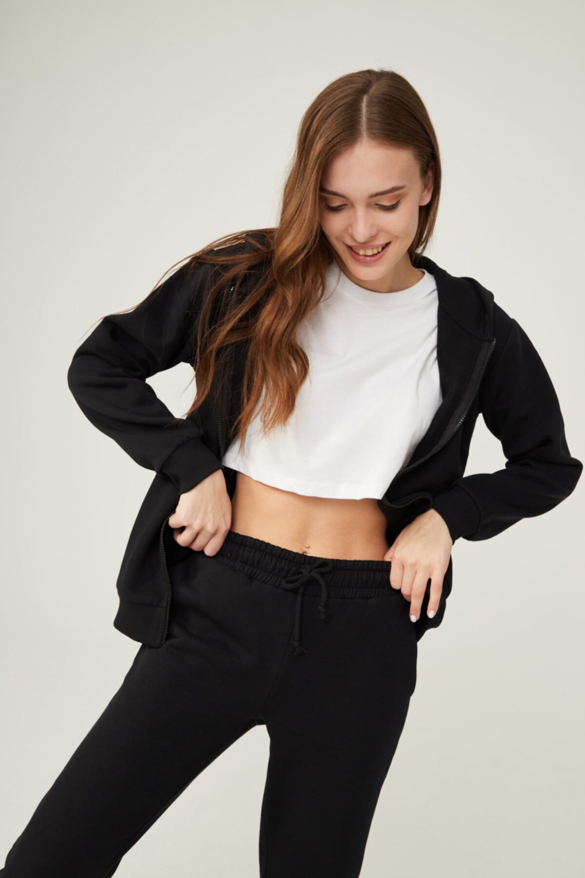 BO Basics Kadın Siyah Eşofman Altı Şardonlu