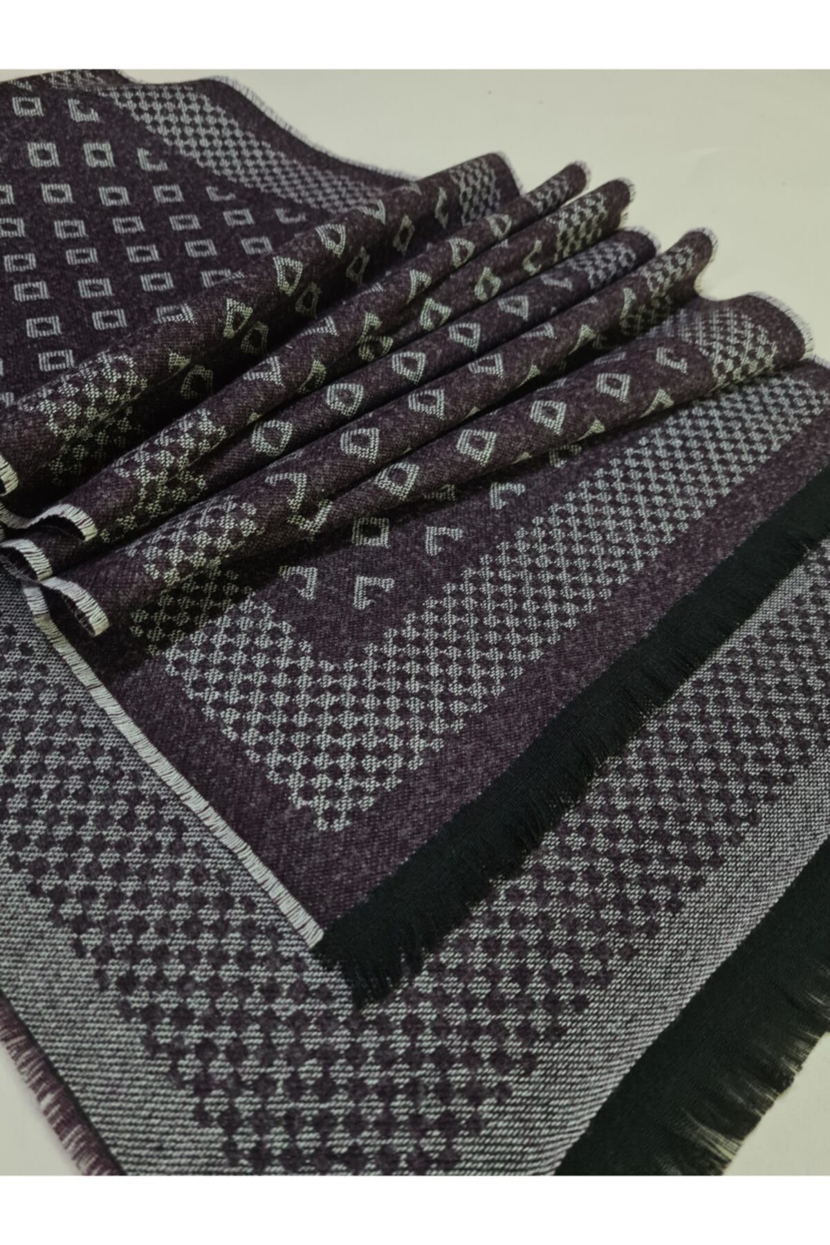 moda kaşkol Moda Bordo Kareli Polyester-viskon Dokuma Atkı