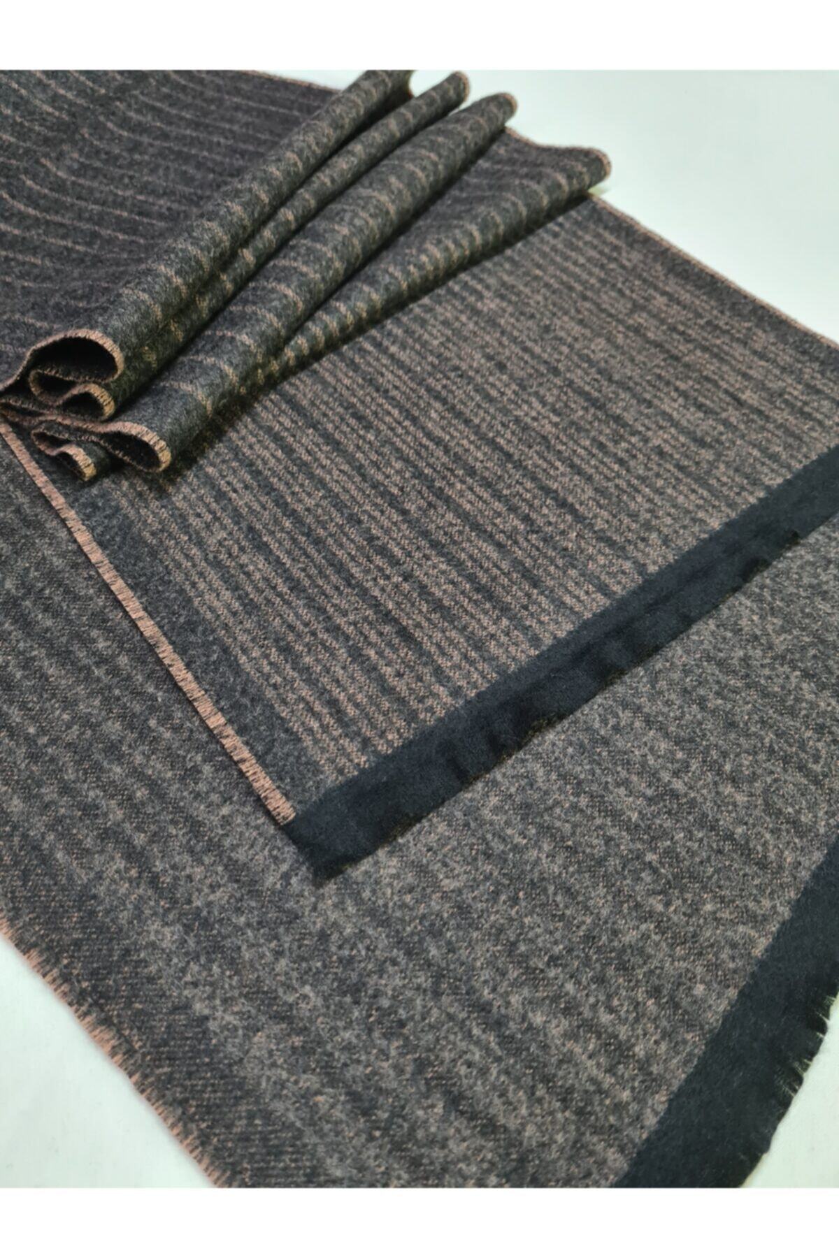 moda kaşkol Moda Ekru Siyah Desenli Polyester-viskon Dokuma Atkı