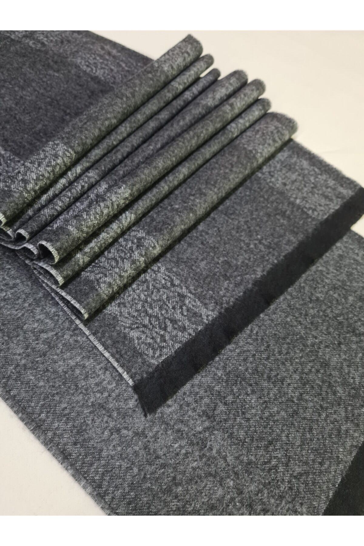 moda kaşkol Moda Antrasit Gri Desenli Polyester-viskon Dokuma Atkı