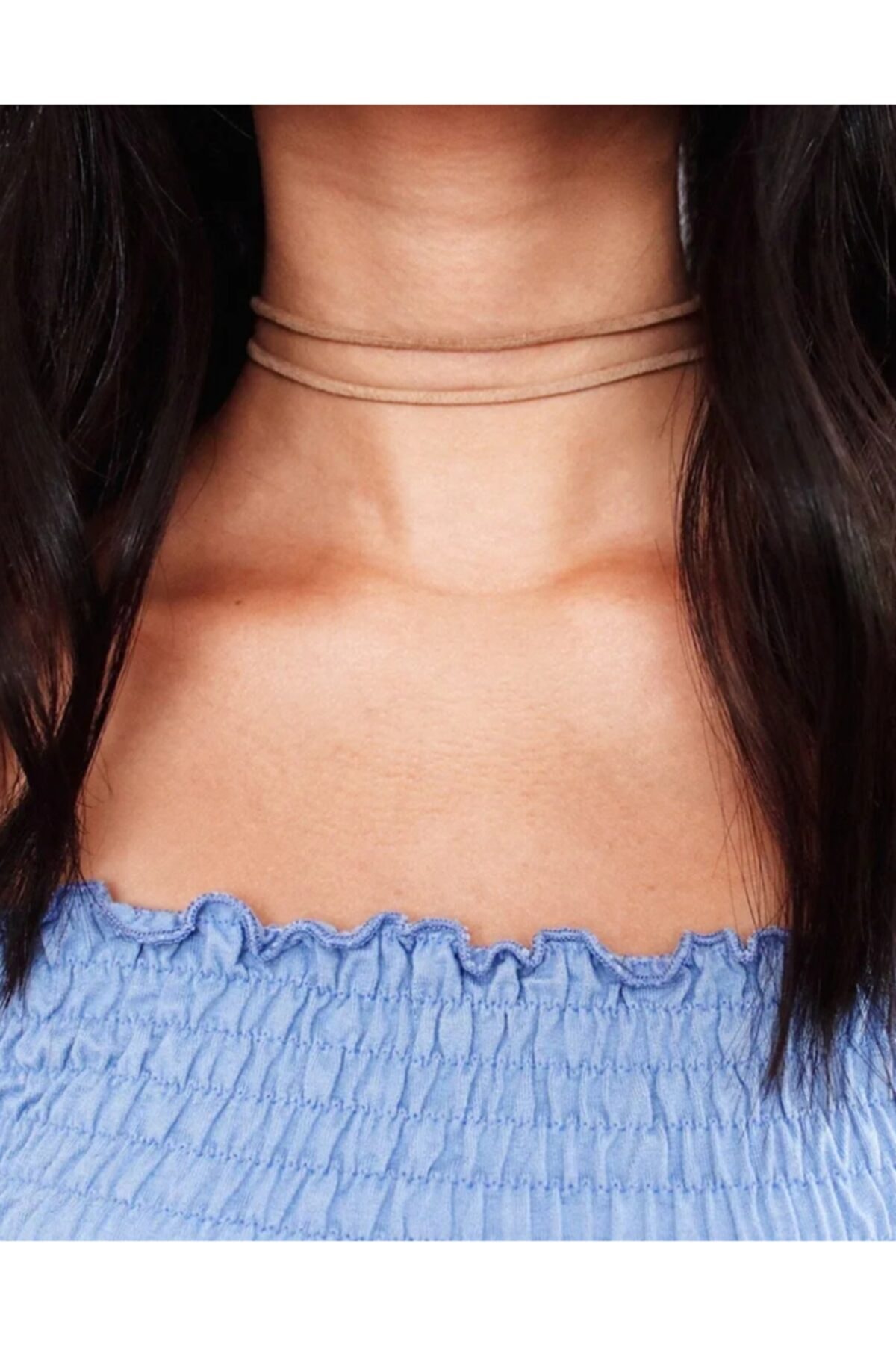 Nishstyle İkili Birleşik İnce Kesim Taba Renk Choker