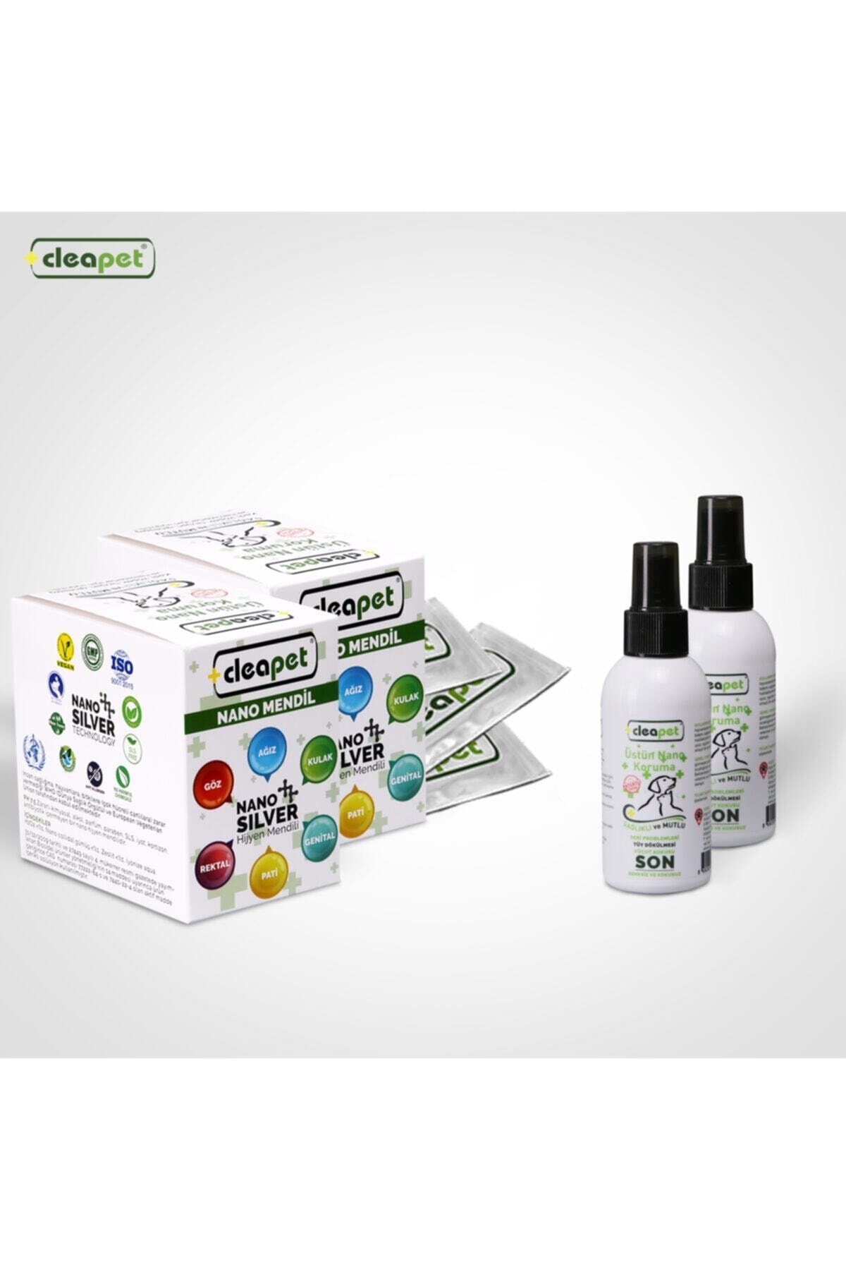 Cleapet 2 Pet Body Cleaning Mendil + 2 Pet Body Cleaning Sprey
