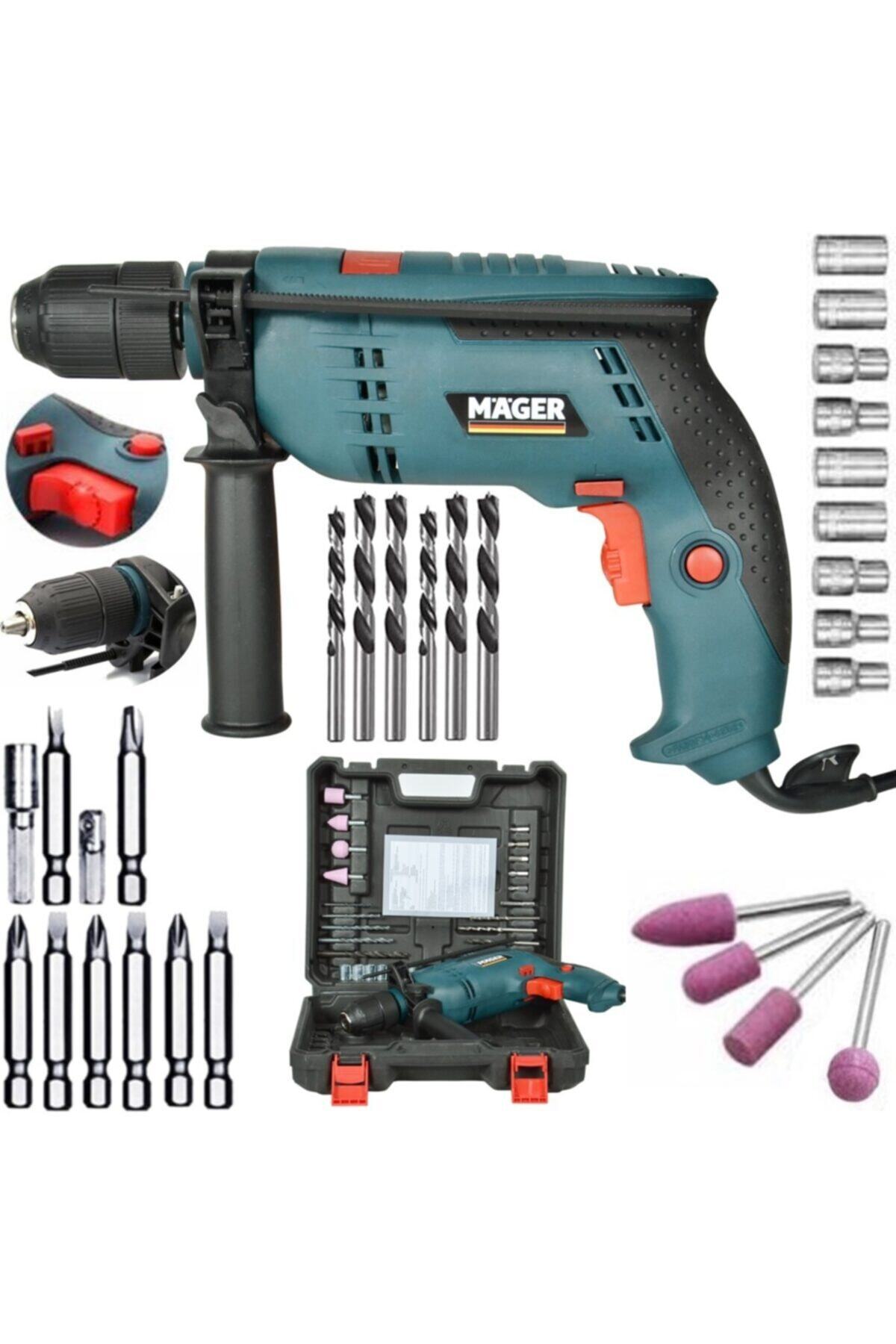 Mager Mgr10200eö Darbeli 13 Mm Vidalama Delme Devir Ayarlı Kablolu Matkap 30 Parça Set Hediyeli