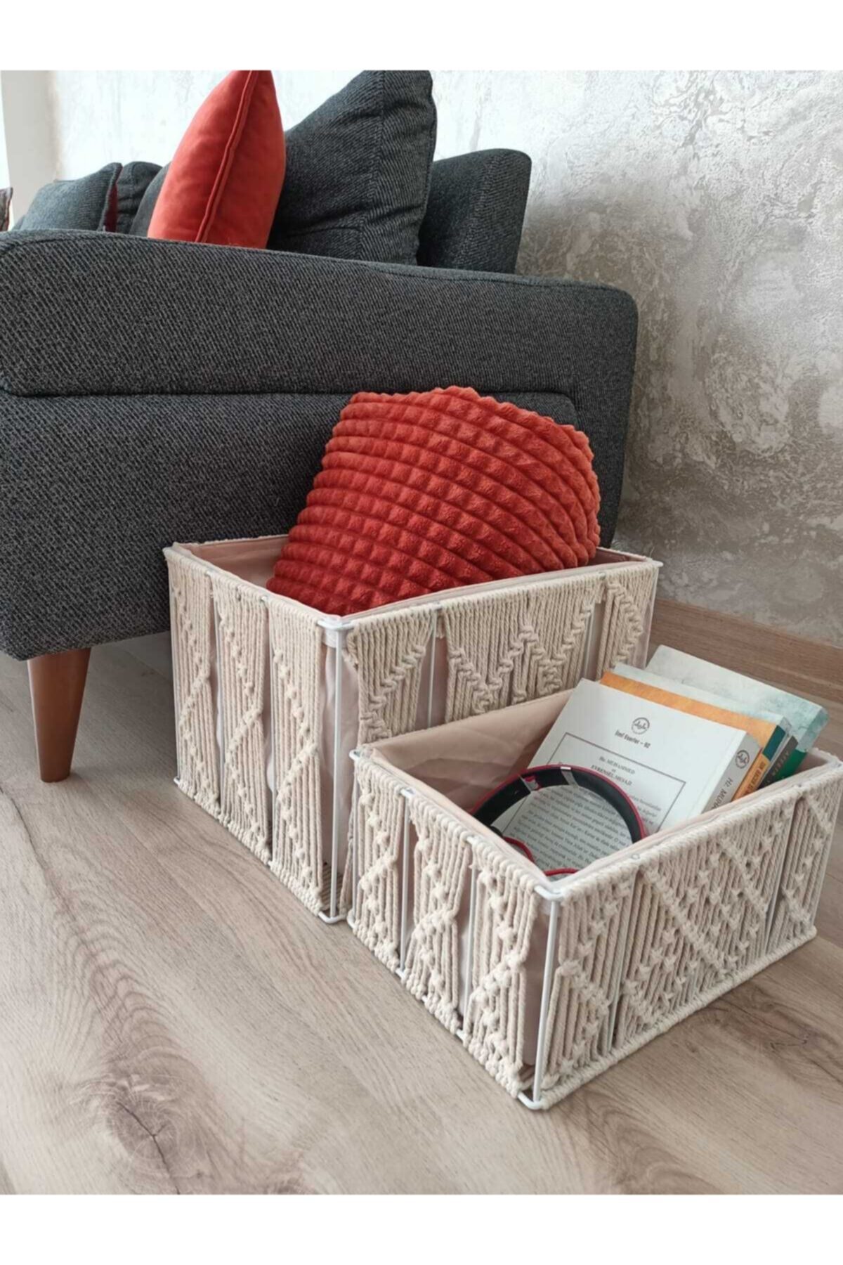 Shaya home Makrome Çok Amaçlı Organizer Sepet