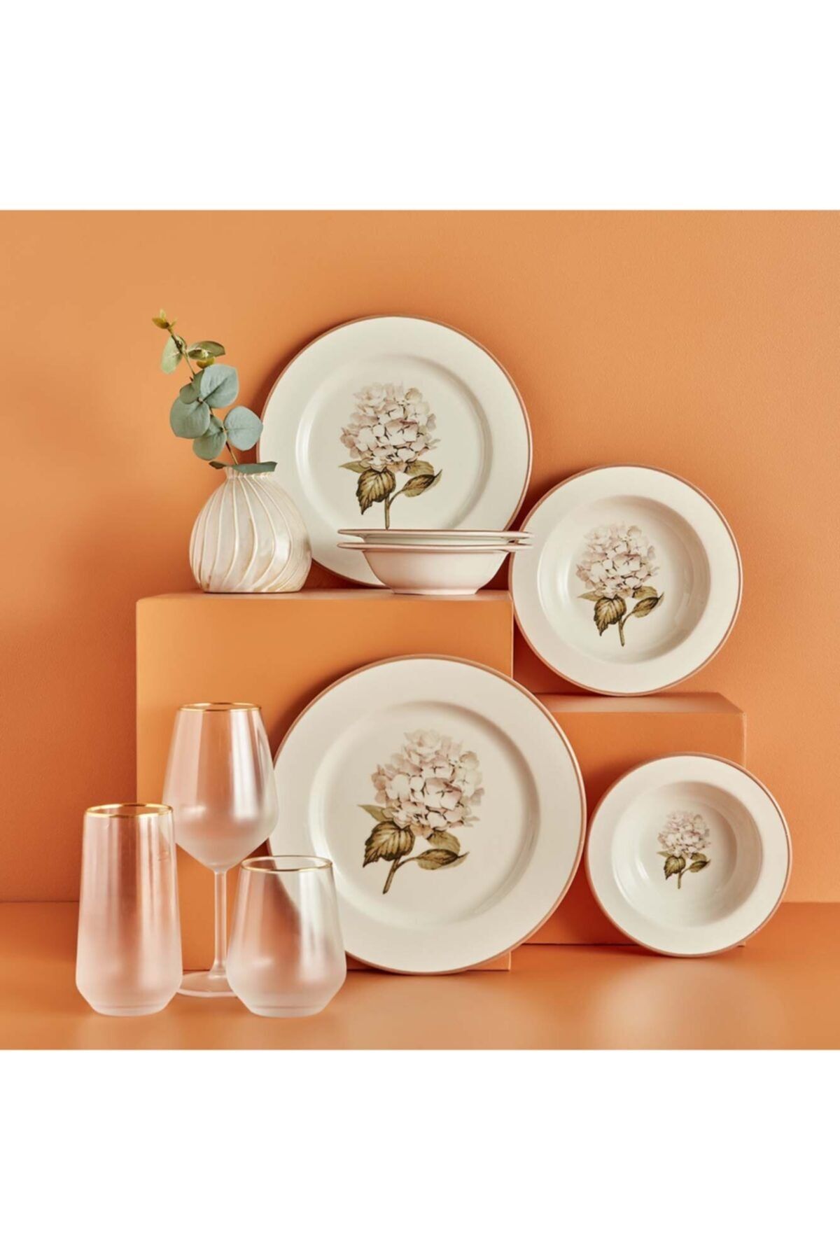 Bella Maison Ortanca Stoneware 12 Parça 4 Kişilik Yemek Takımı Somon