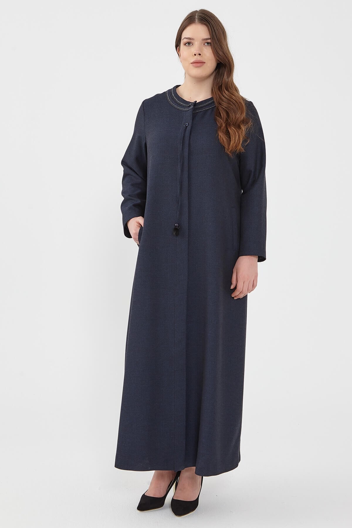 Nihan Büyük Beden Pardesü Lacivert