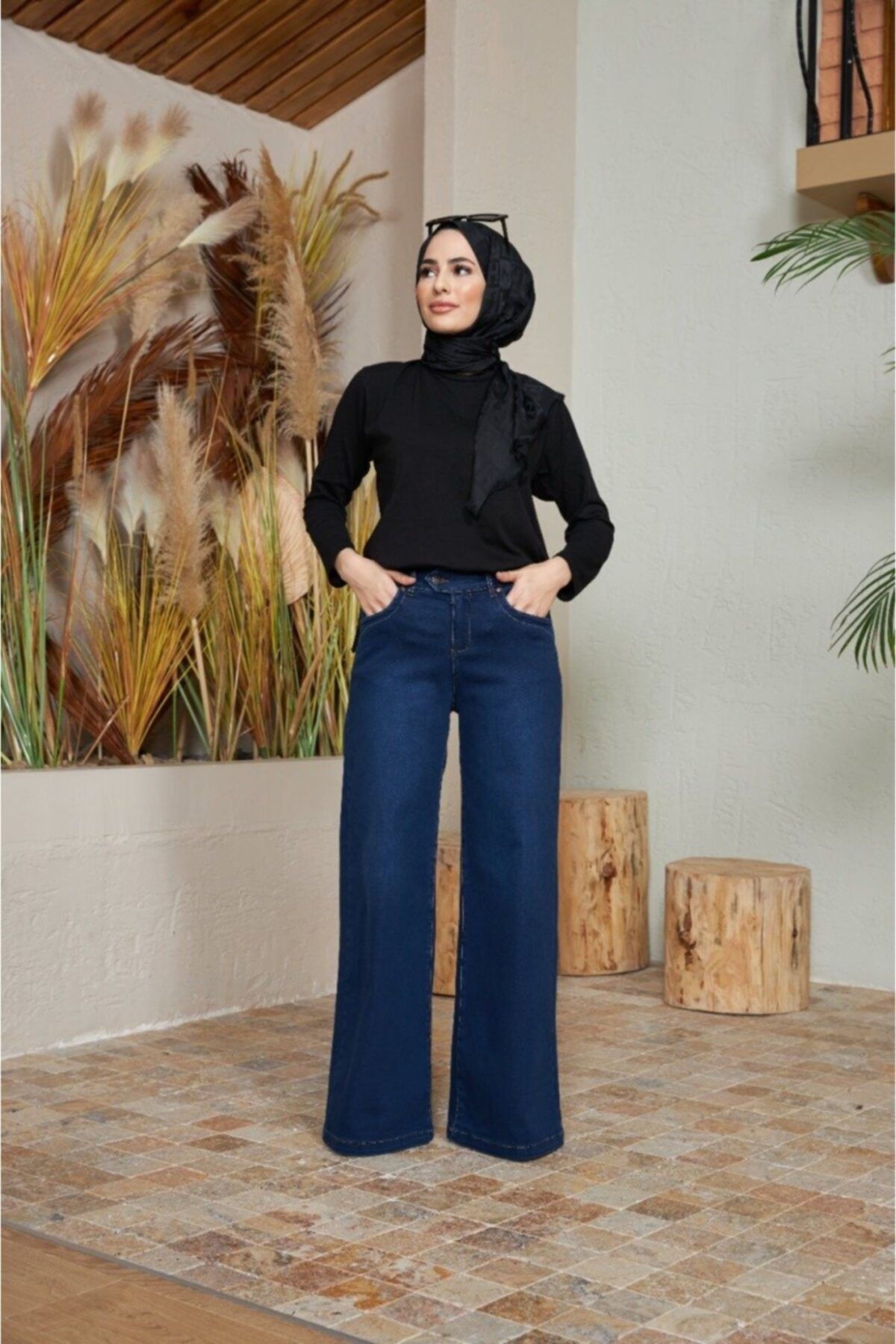 Neways Bol Paça Kot Pantolon Lacivert 1067-1