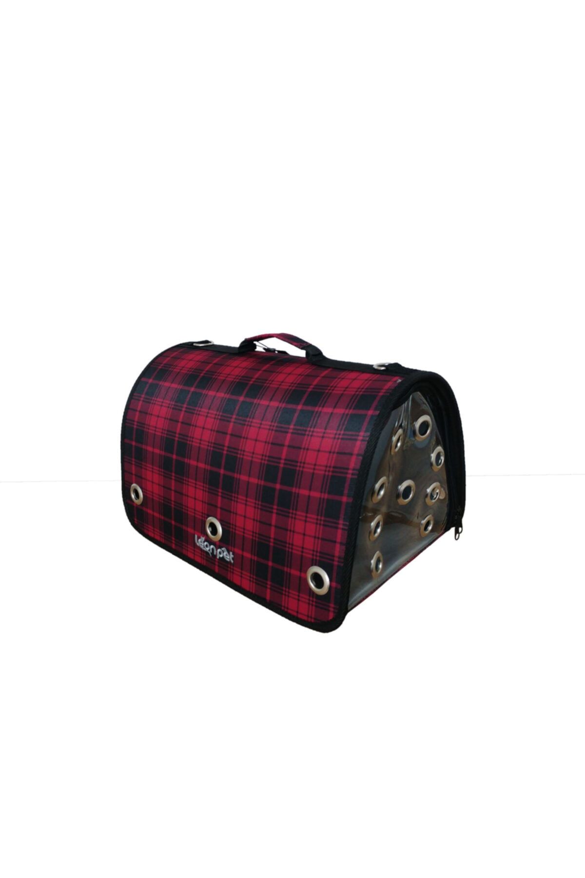 LeonPet Köpek Ve Kedi Fly Bag Taşıma Çantası Kırmızı Ekose Desenli 25x40x25 cm