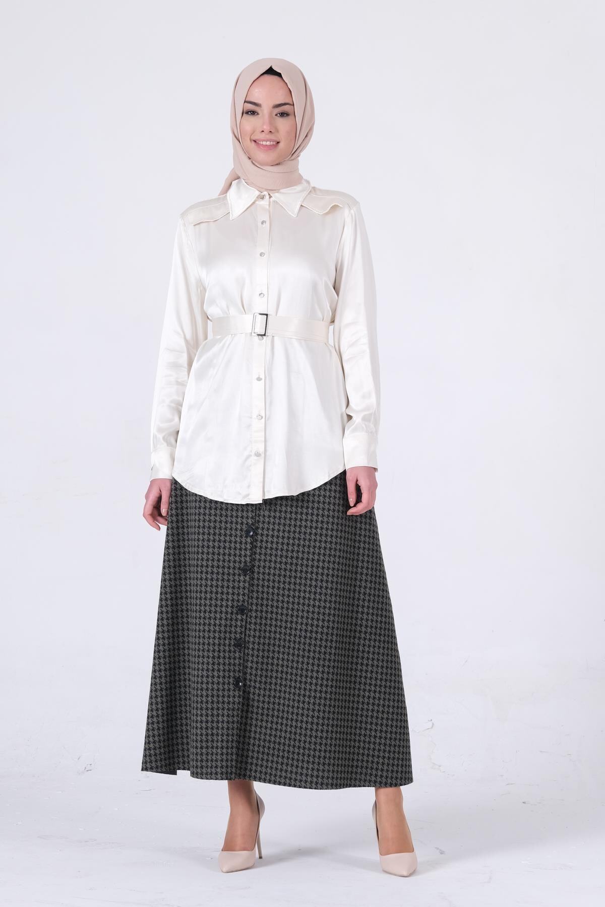 Meys Kazayağı Desenli Etek