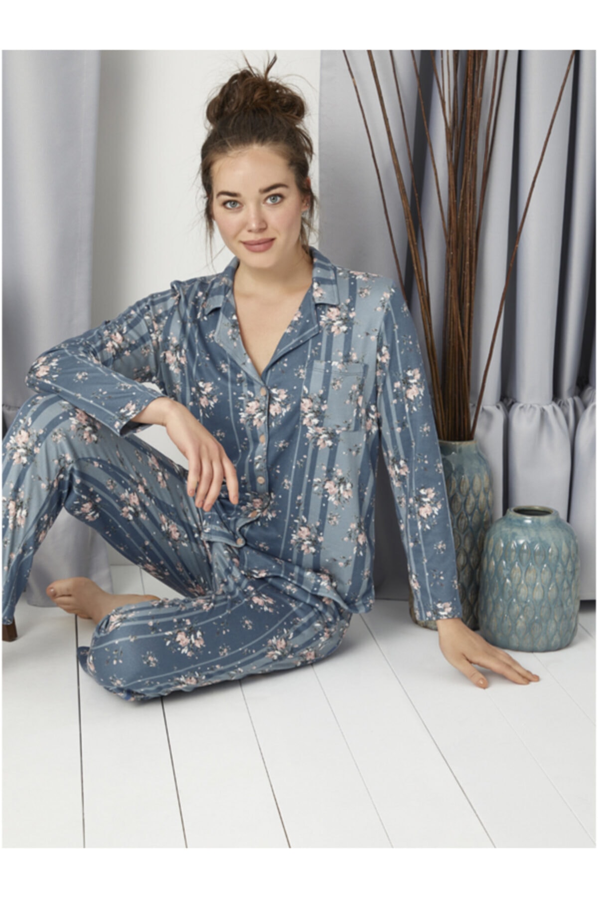 İPEKTENİM TEKSTİL Gömlek Pijama Takım