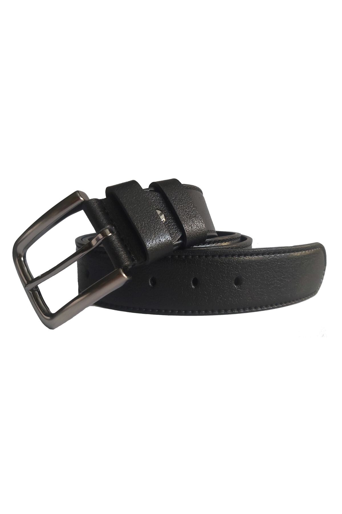 MÇ DERİ Hakiki Deri Erkek Kumaş Pantolon Kemeri Siyah 3.8cm