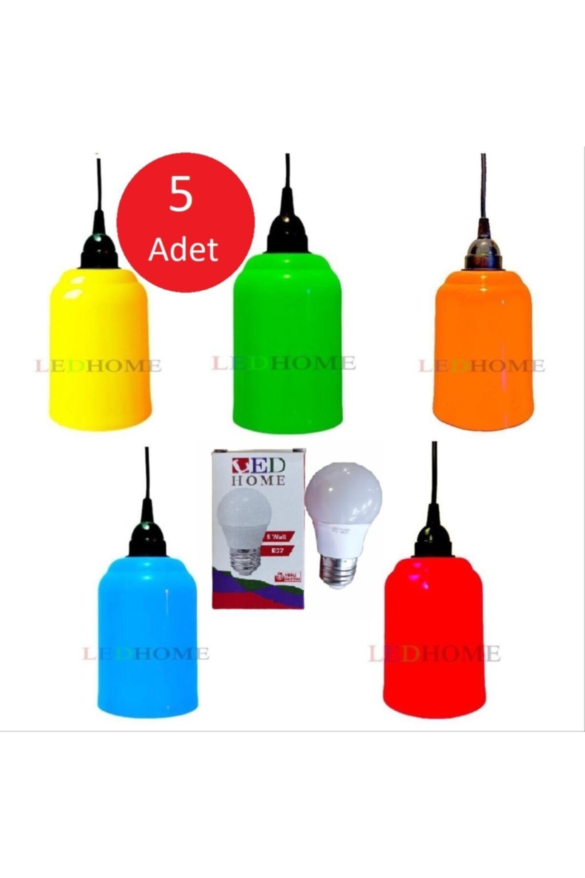 LED HOME Kumru Ağaç Feneri Karışık Renk 5 Adet + 5adet 5w Led Ampül