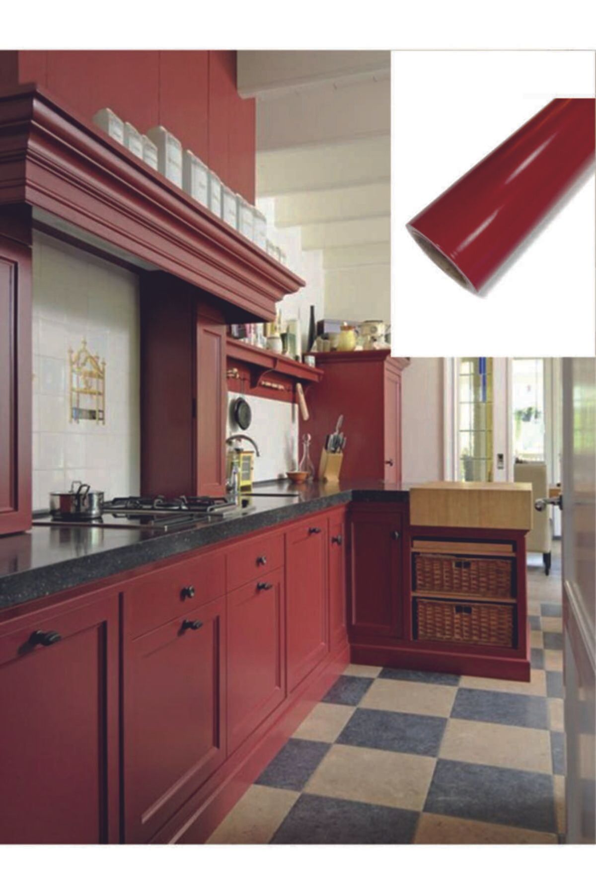 Baskı Madeni Mat Bordo (61 CM X 1 METRE) Kendinden Yapışkanlı Kaplama Folyosu